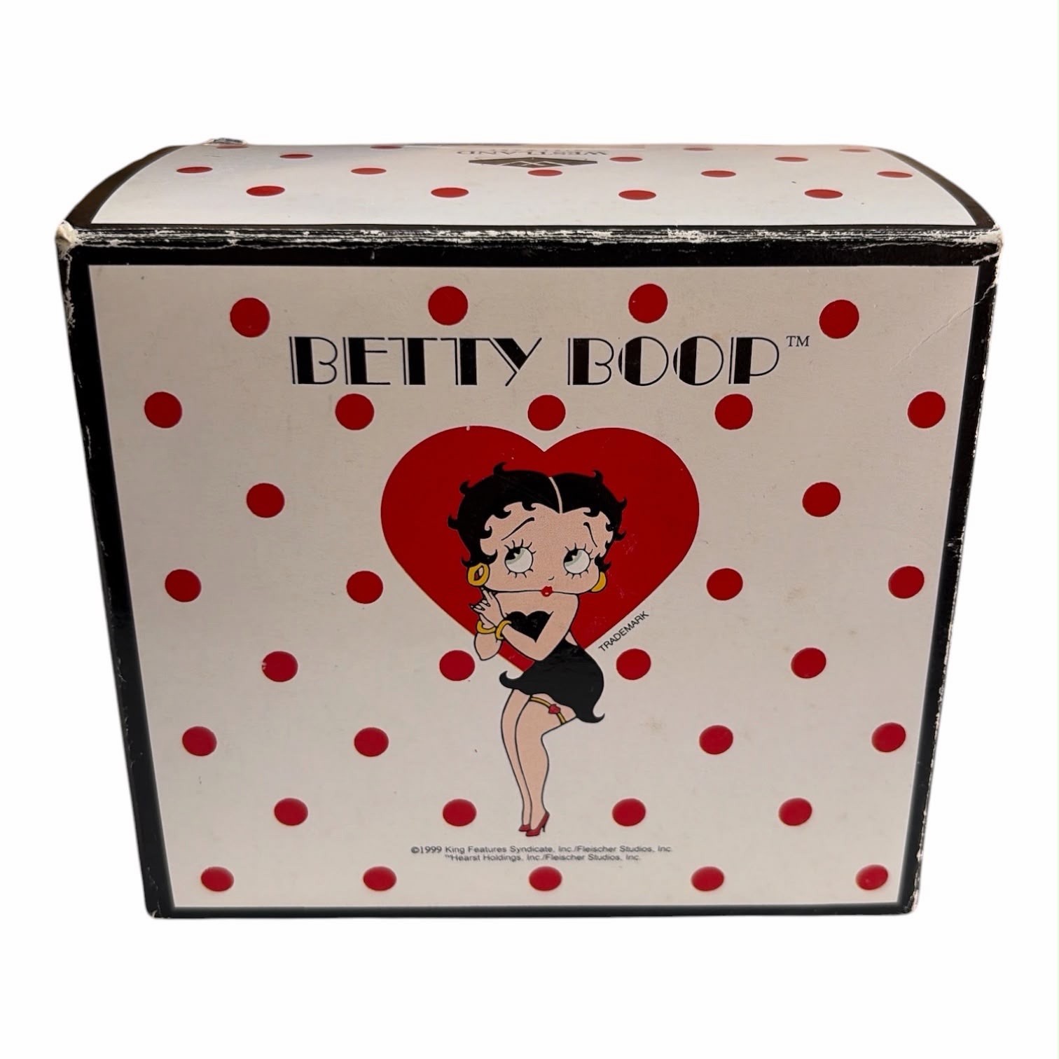 1999 Betty Boop Figurine Red Glitter Dress Black High Heel Shoe Box