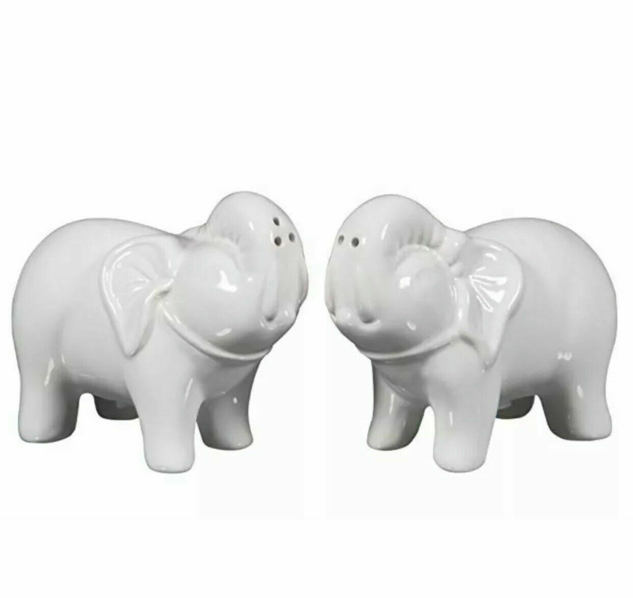 New Home Essentials Elephant Festival Salt & Pepper Shakers Set 74495 White