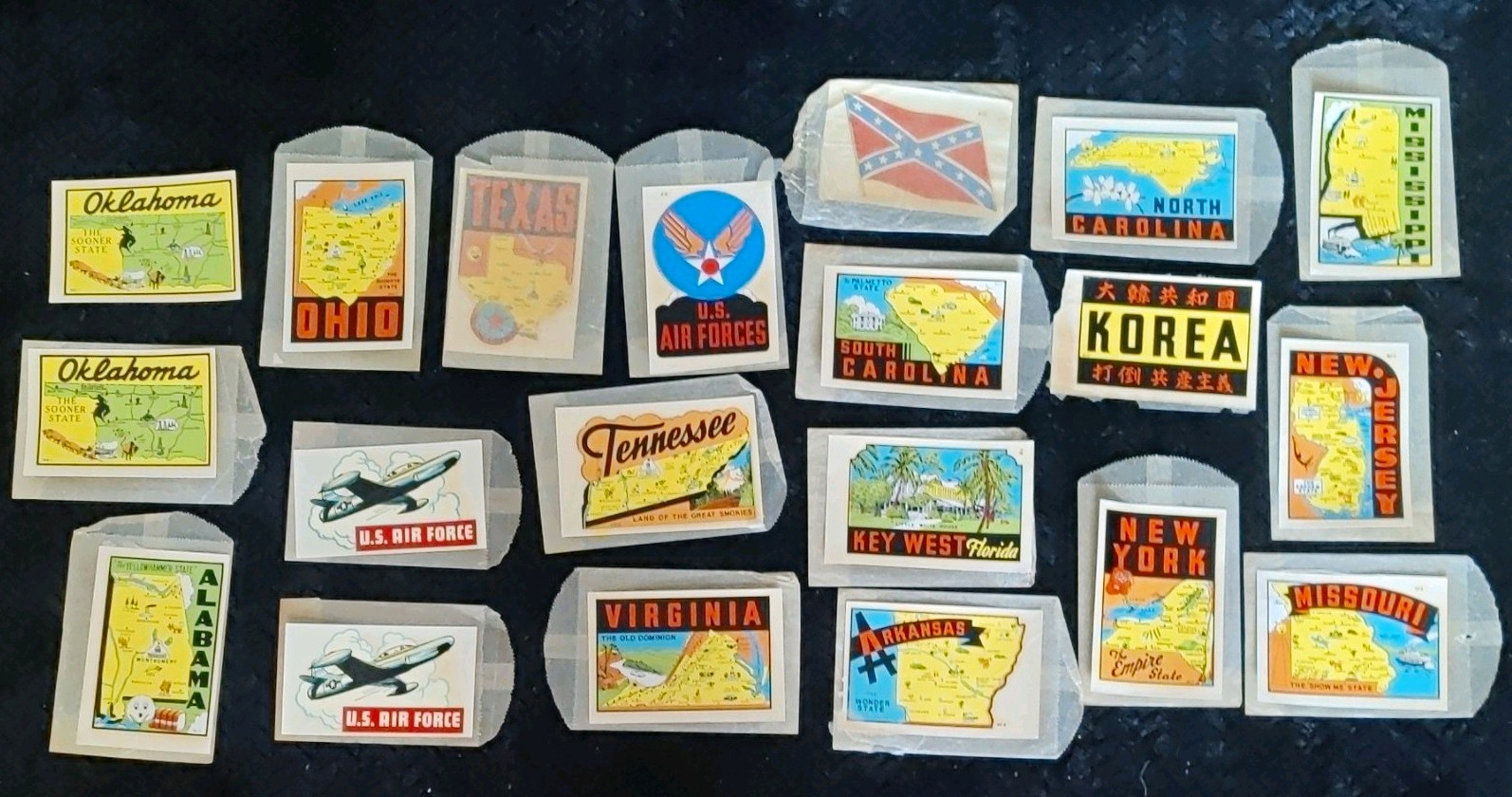 Vtg 1950-1960s Travel Decal Lot (20) NOS Water Slide Suitcase Window Sticker Map