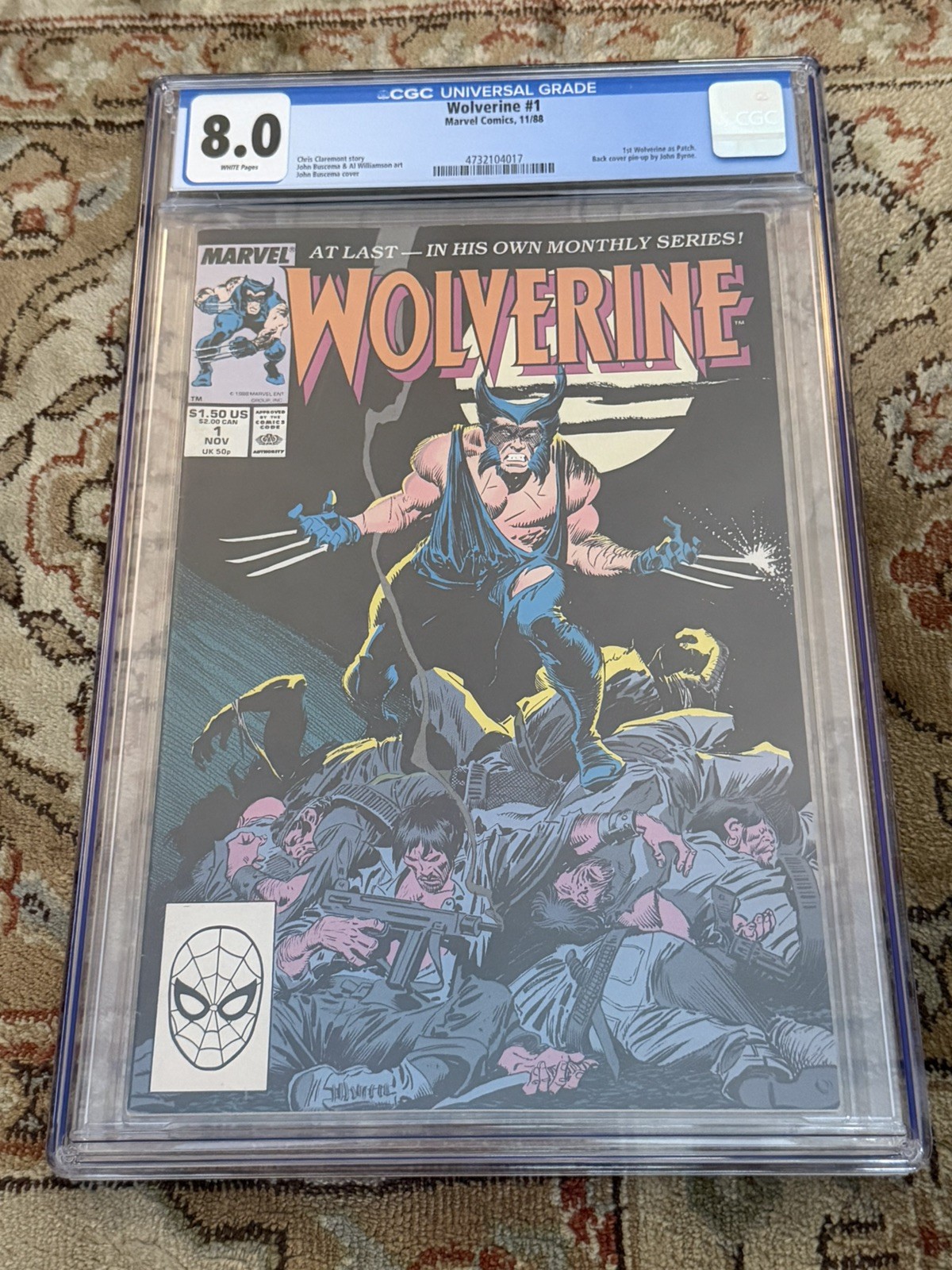 Wolverine #1 CGC 8.0 First App Wolverine 1st Patch 1st Black Costume White Pages