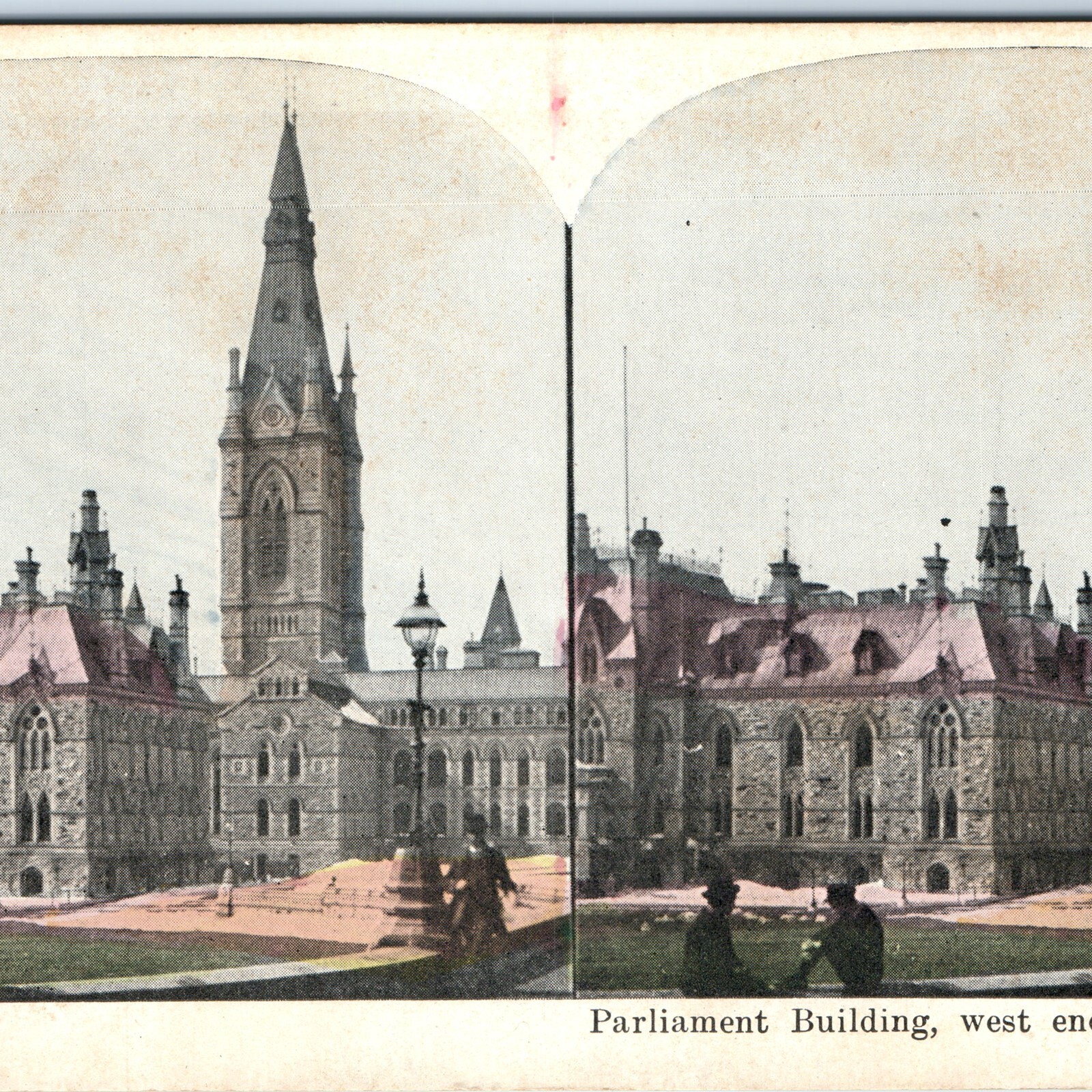 c1900s Ottawa, Canada Litho Photo Stereo Card Parliament Building West Block V11