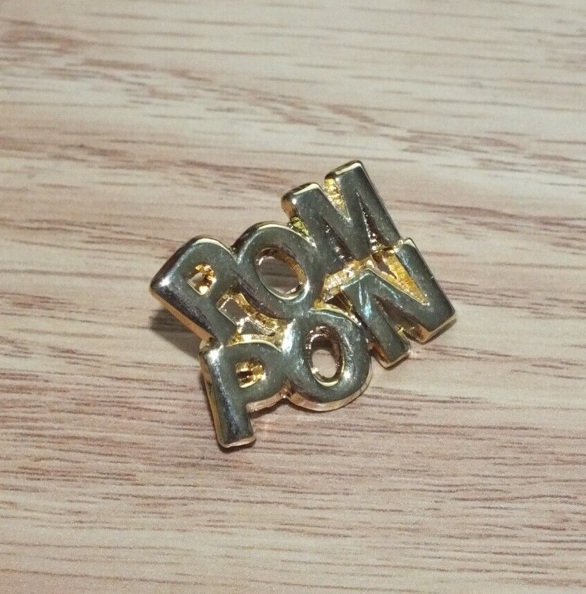 Gold Tone Lettering Pom Pon Collectible Souvenir Lapel Pin