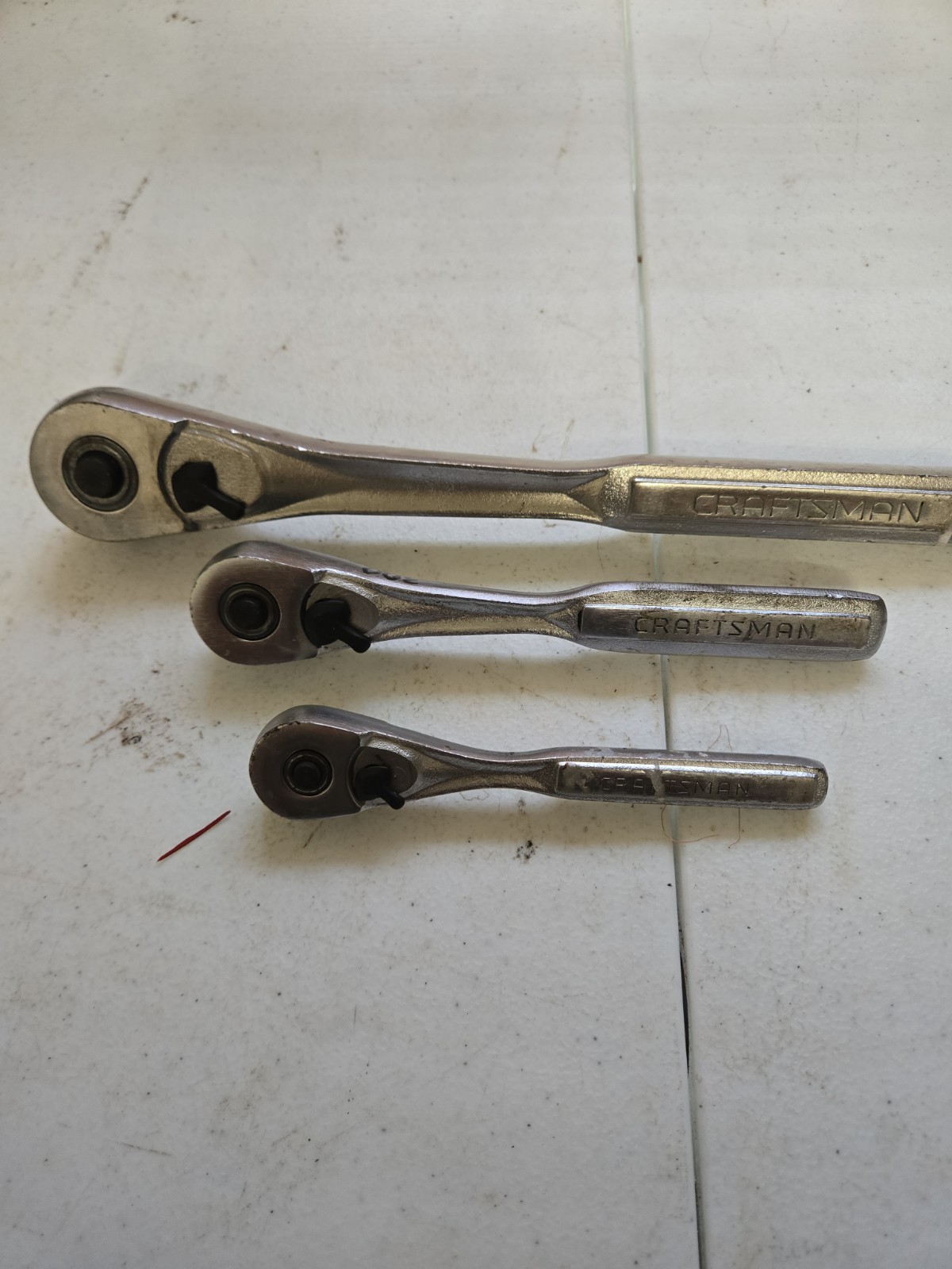 Set Of 3 Vintage Craftman USA Working 1/2 3/8 & 1/4 Inch Rachets
