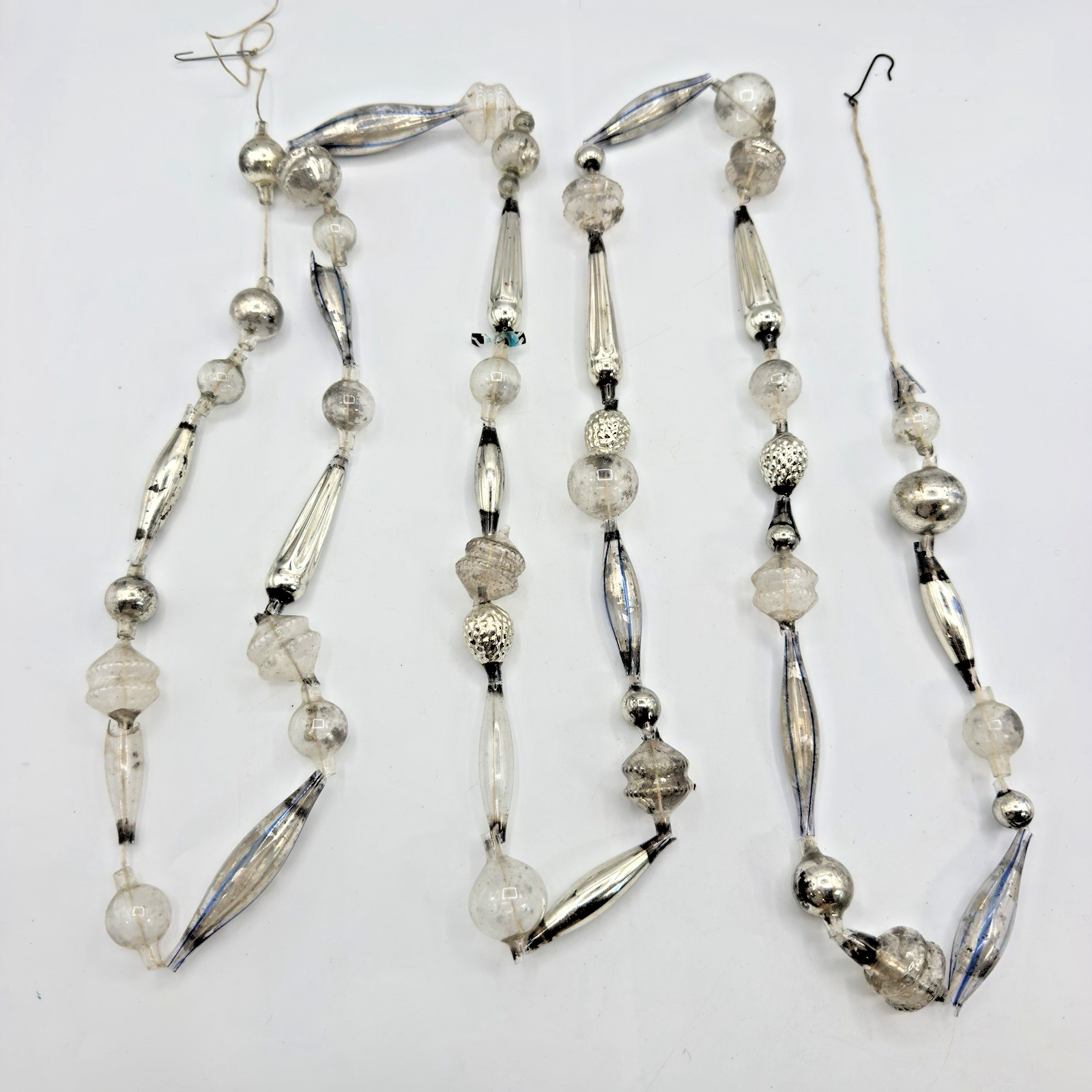 Antique Czech &  Mouth Blown Mercury Glass Christmas Garland Approx 7Ft READ