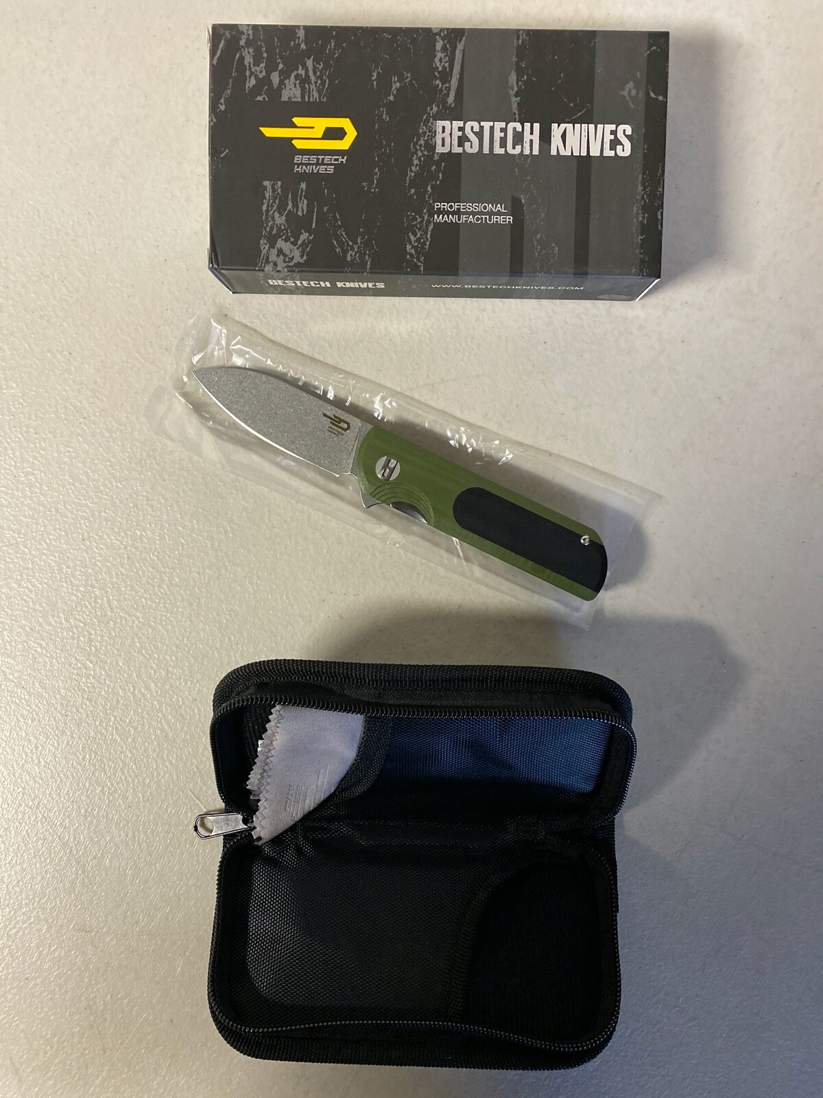 Bestech Knives Linerlock G10 Green & Black Handle Steel Folding Blade Knife G07A