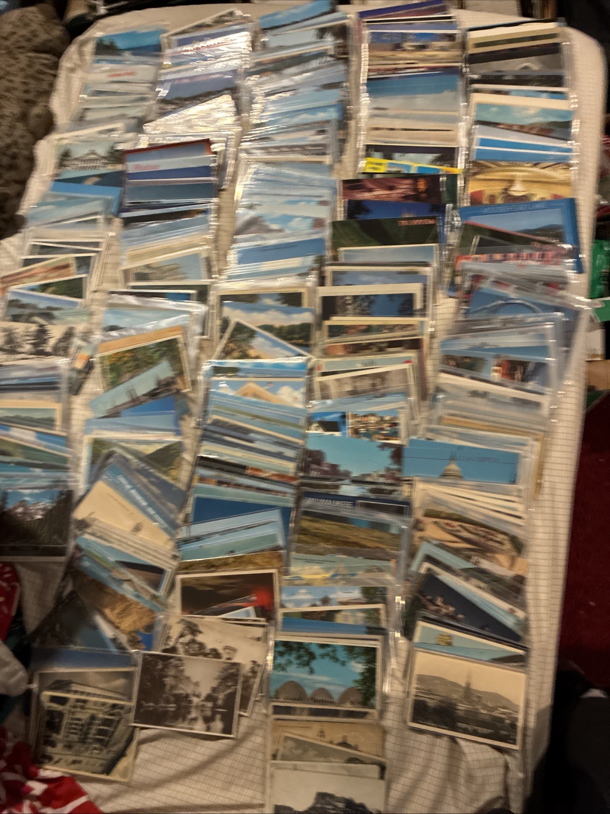 Postcard Large Lot  Approx 700 Mixed Postcards Tons Plastic Sleeved-Jammed Packd