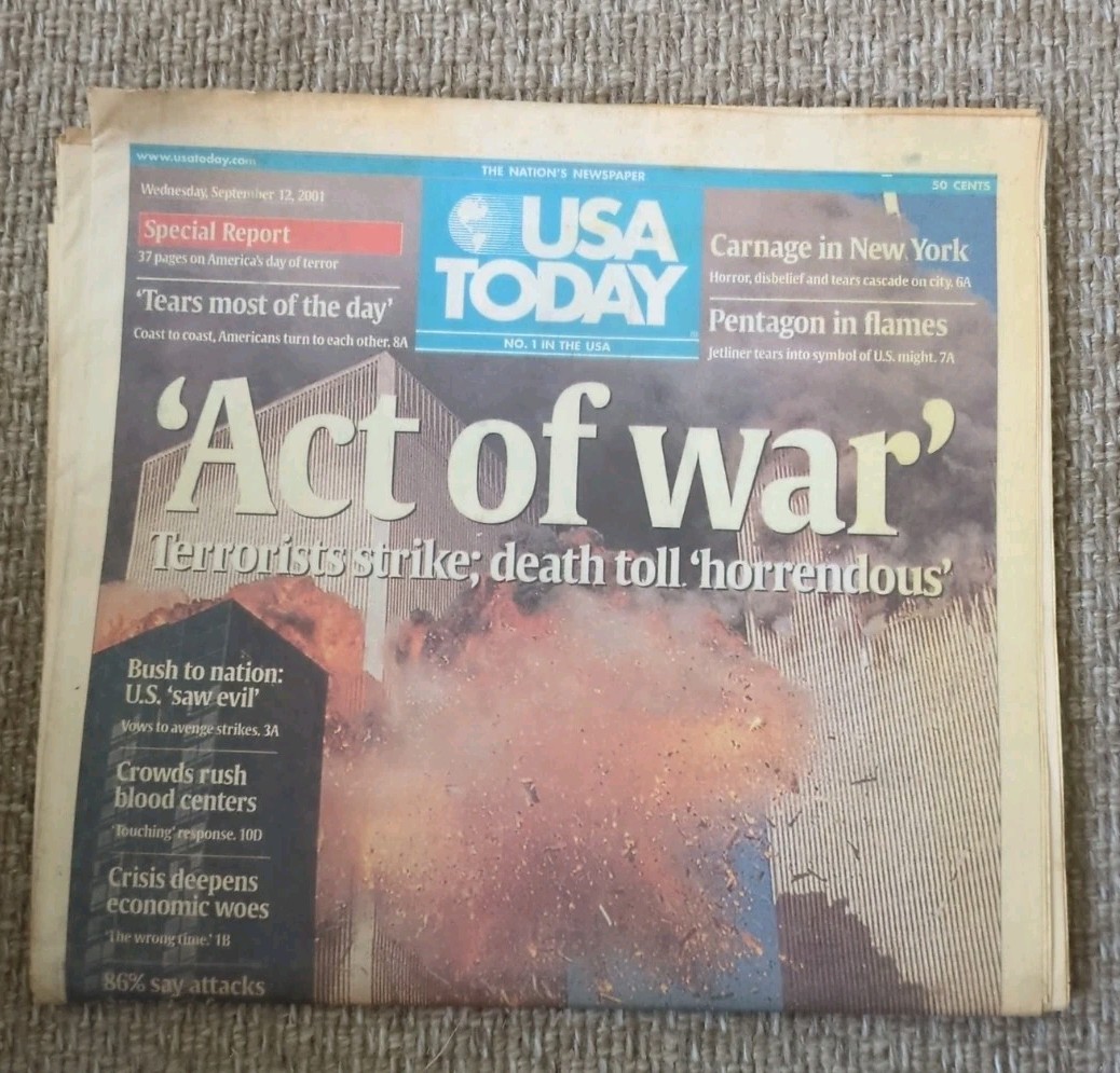 USA Today September 12 2001 Act Of War Twin Towers Complete Newspaper 