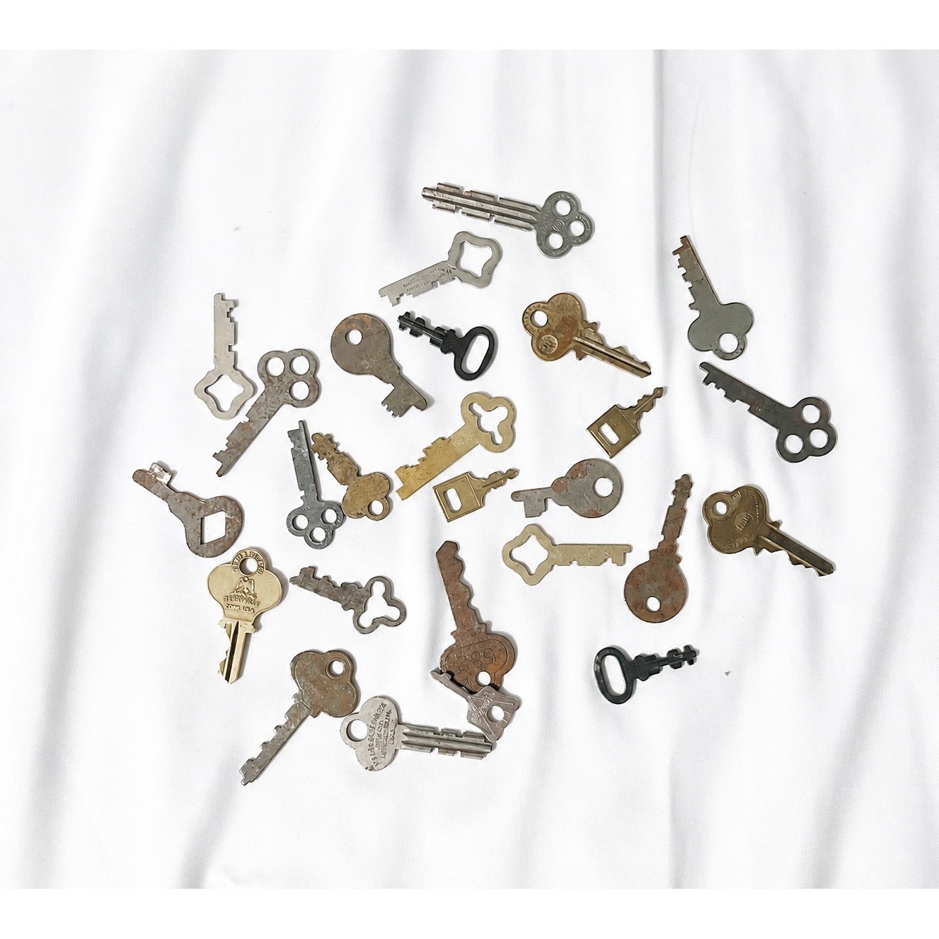 25 Pc Vintage Old Skeleton Warded Key Lot Ornate Flat Keys Steampunk A41