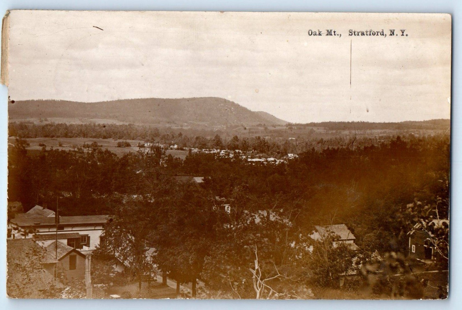 1911 Bird's Eye View Oak Mt. Stratford New York NY RPPC Photo Antique Postcard