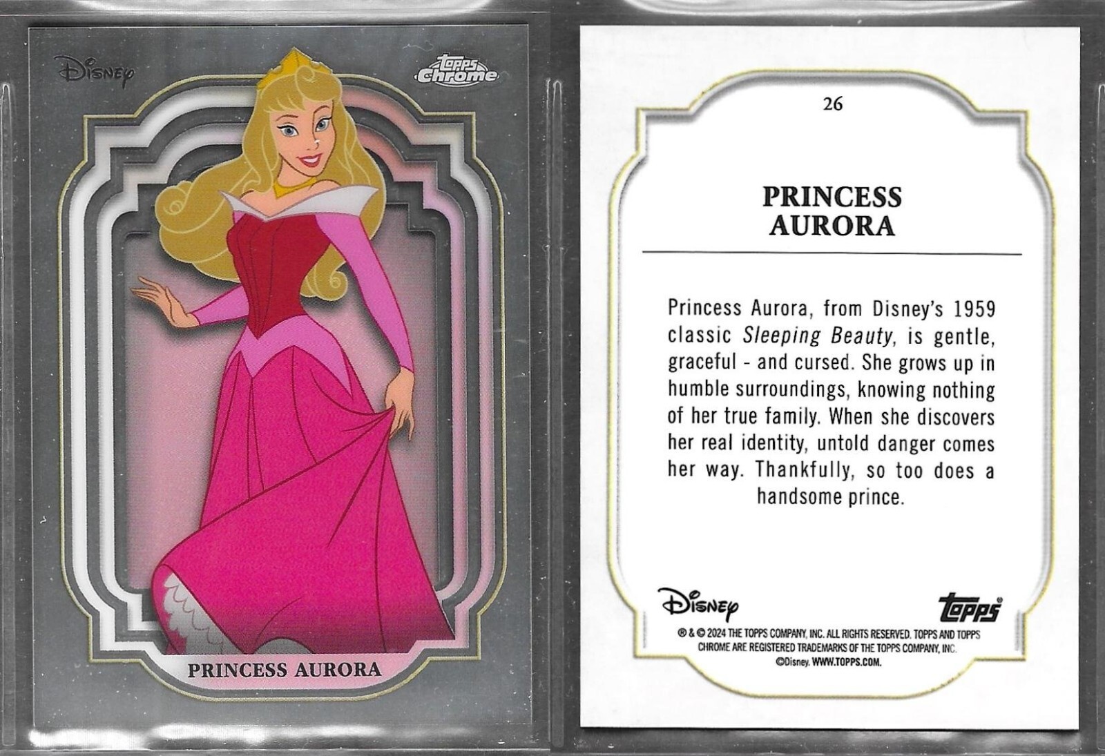 Topps Chrome Disney 2024 #26 Princess Aurora Sleeping Beauty Card Topps Chrome Disney 2024 #26 Princess Aurora Sleeping Beauty Card