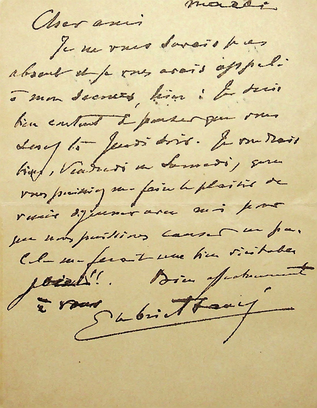 ✒ L.A.S Gabriel FAURÉ composer organist pianist to journalist Georges PIOCH