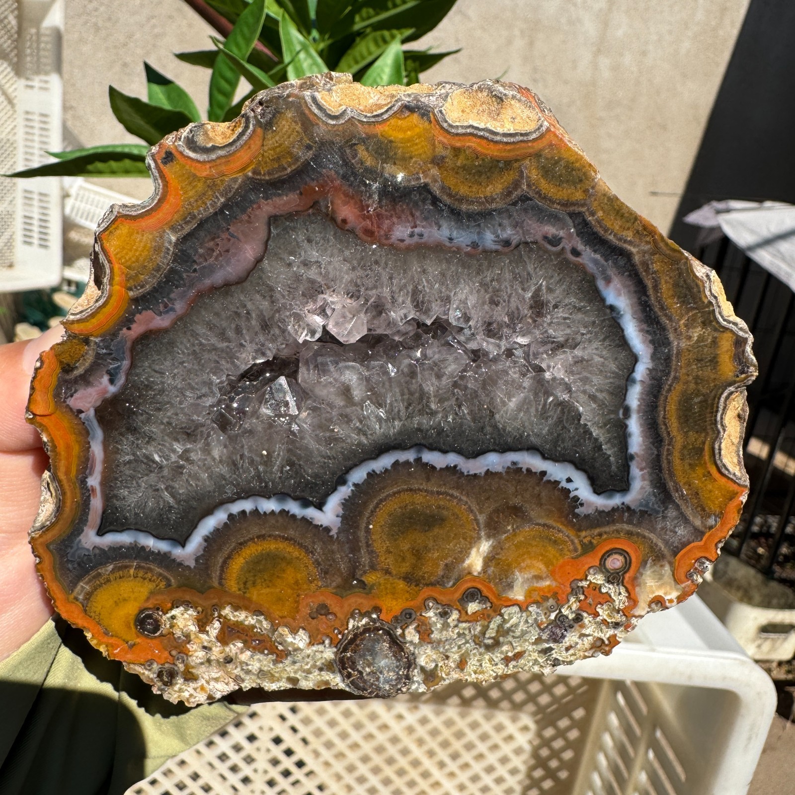660G Natural Warring States  Agate Rough Geode Quartz Crystal Specimen