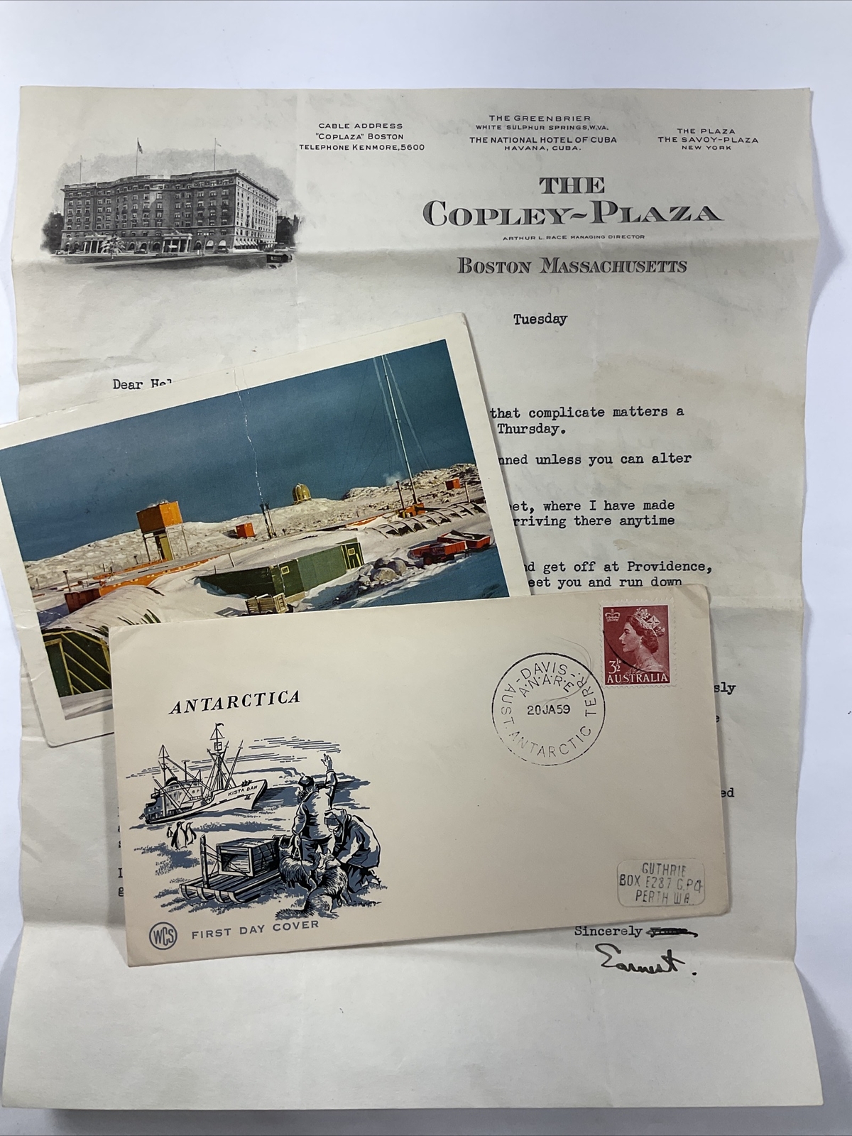 1930s The Copley-Plaza Boston Vintage Letterhead Illustrated and Bonus