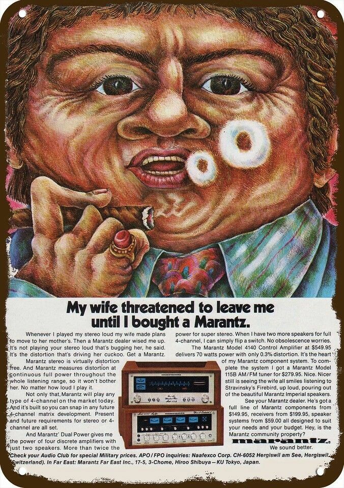 1974 MARANTZ Stereo Vintage-Look-Edge DECORATIVE REPLICA METAL SIGN 1974 MARANTZ Stereo Vintage-Look-Edge DECORATIVE REPLICA METAL SIGN