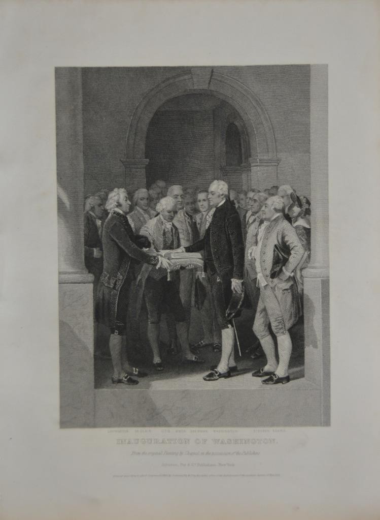 Antique Engraving Art Washington's Inauguration American History Original 1857