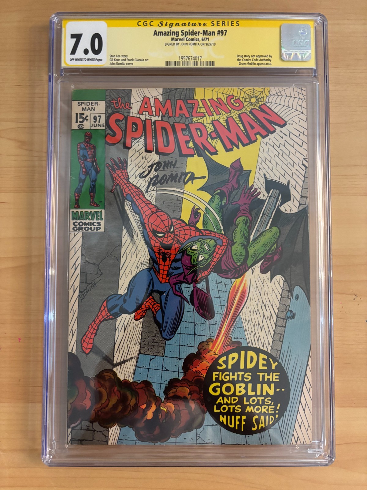 AMAZING SPIDER-MAN #97 CGC SS 7.0 OW/W -- JOHN ROMITA signed -- No CCA Stamp Iss