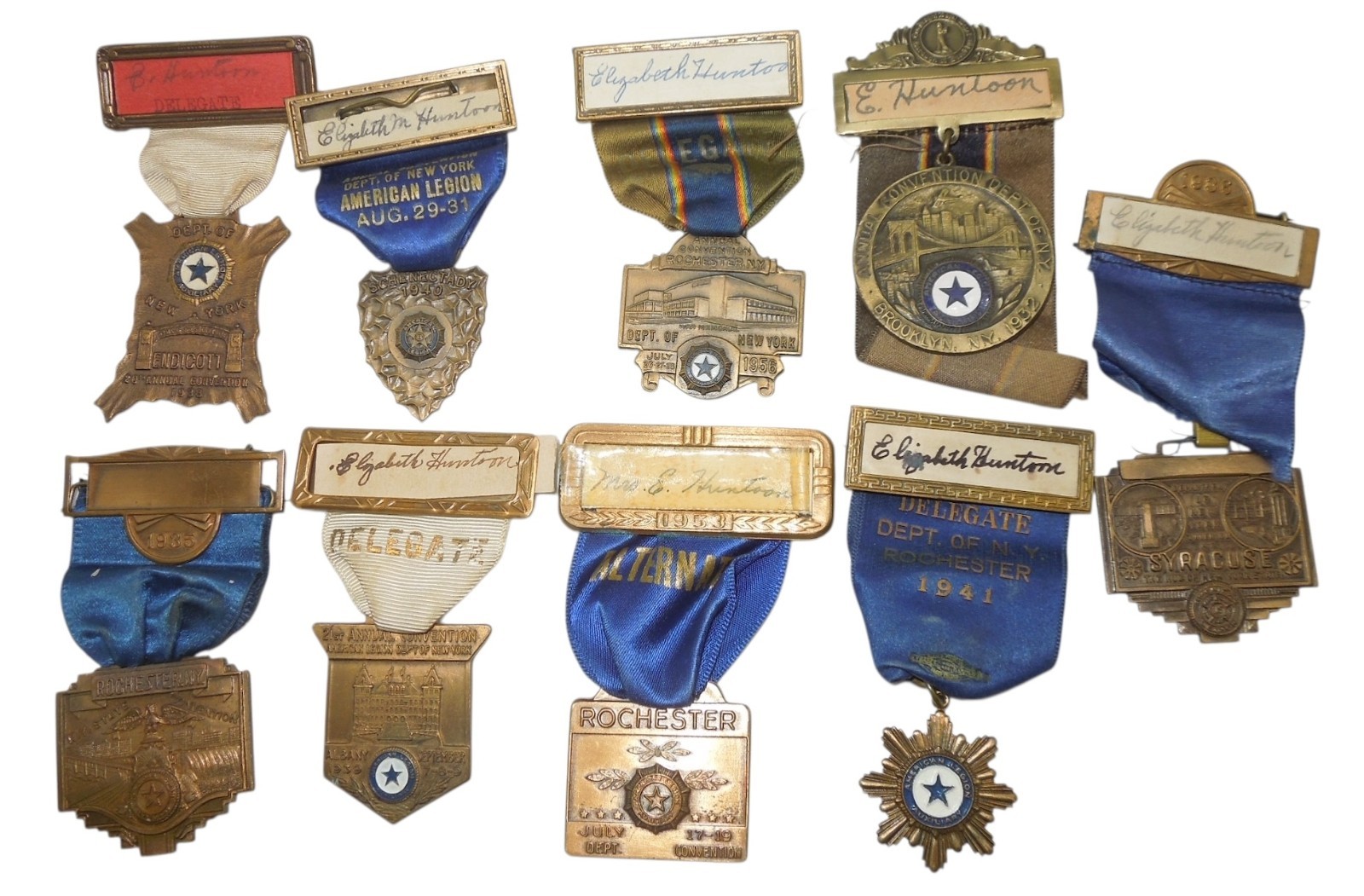 Original 1920s-40s American Legion Veterans Convention Medals To Woman DR22