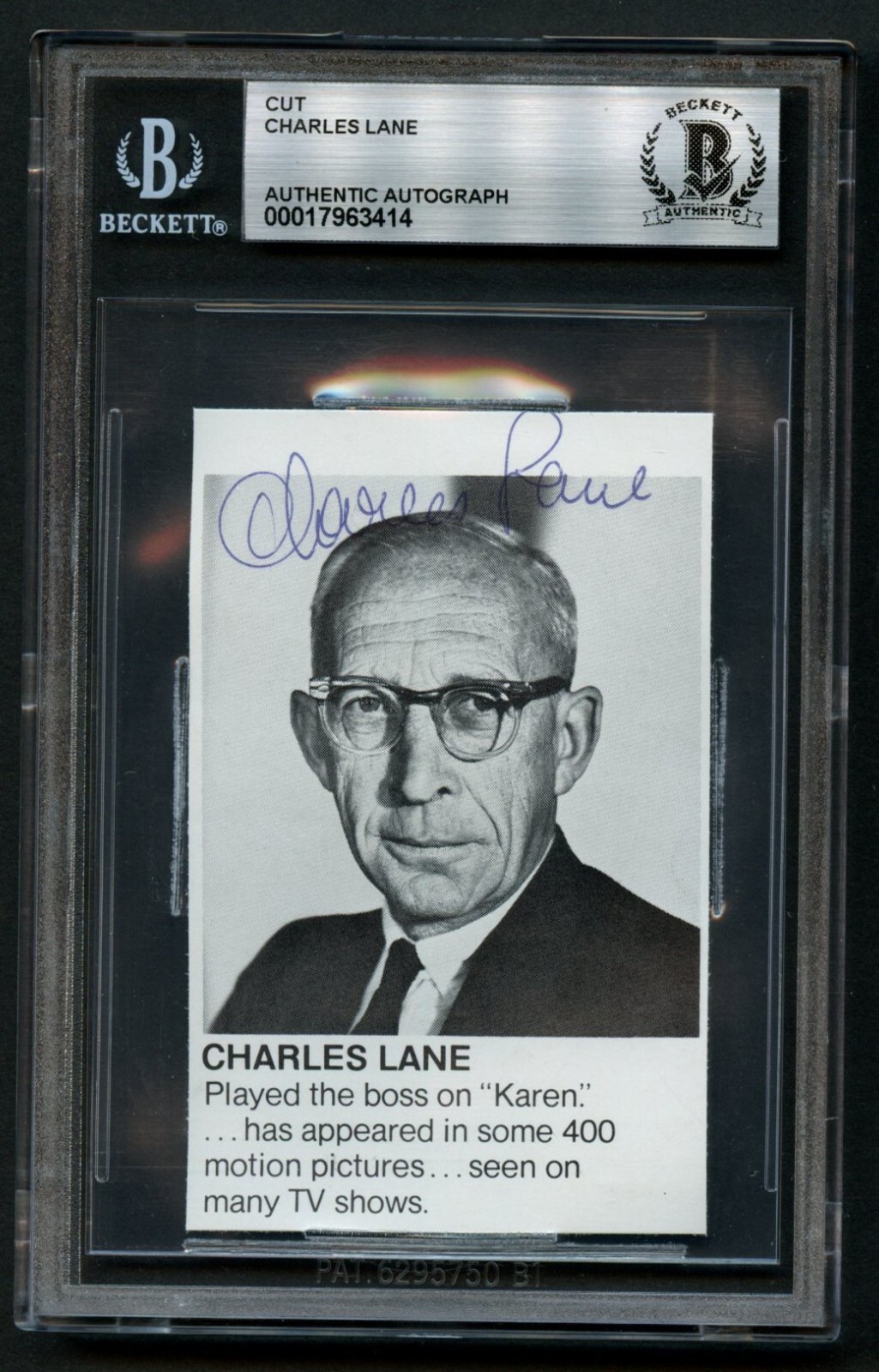 Charles Lane d2007 signed autograph 3x5 cut American Character Actor BAS Slabbed Charles Lane d2007 signed autograph 3x5 cut American Character Actor BAS Slabbed