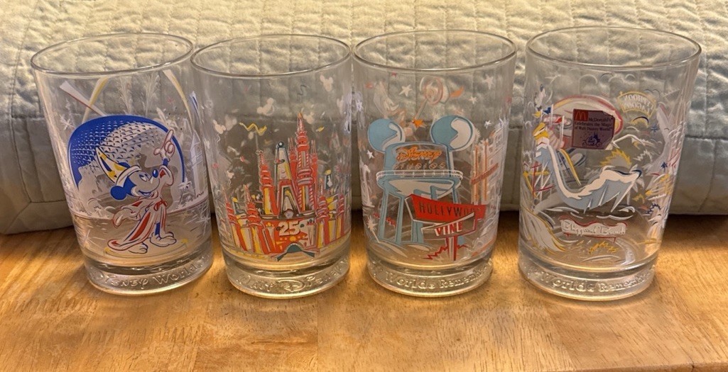 McDonald\'s 1996 Vintage Set of 4 Walt Disney World 25th Anniversary Glasses