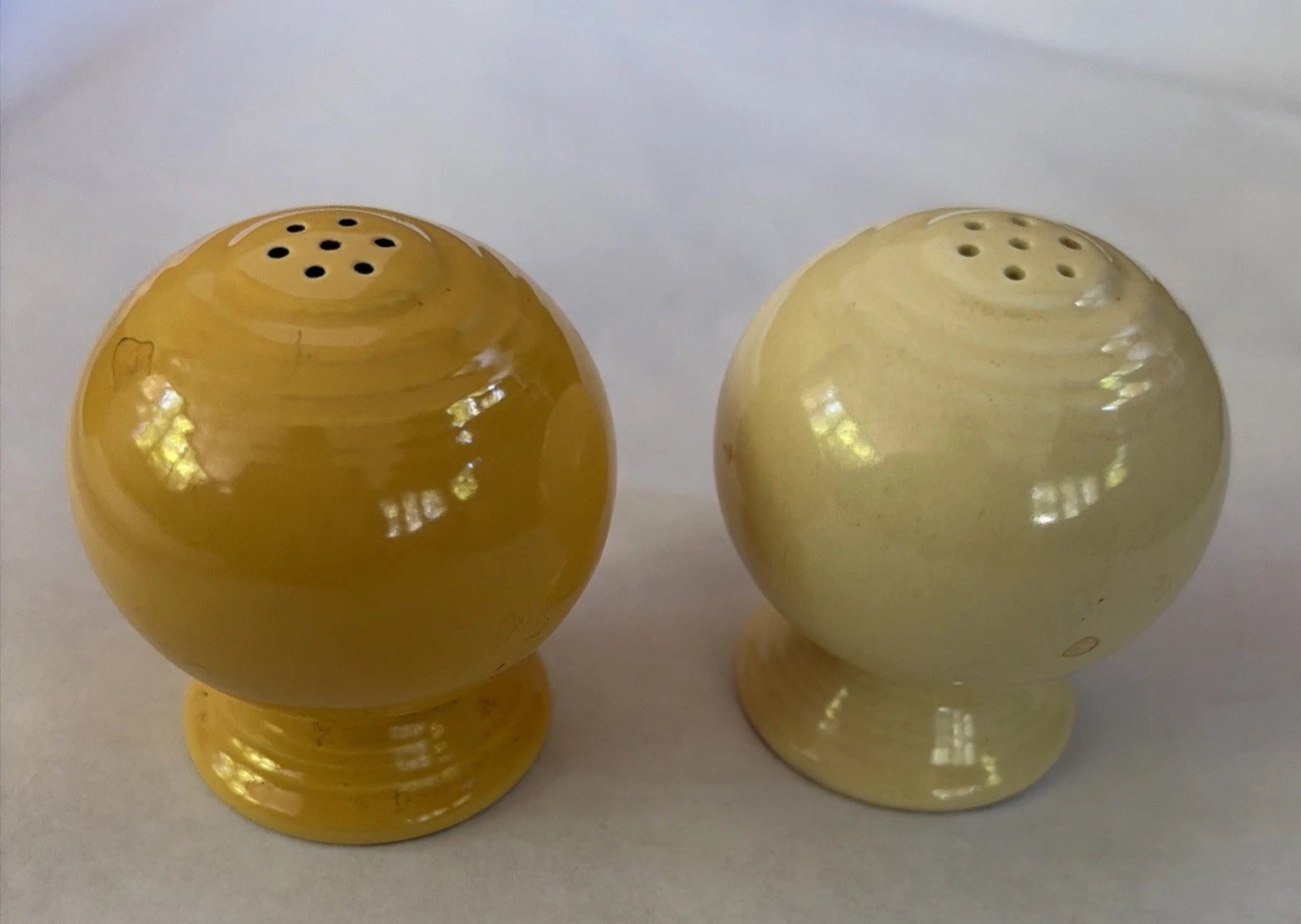 Vintage Fiesta Unmarked Yellow & Cream Salt and Pepper Shaker Set