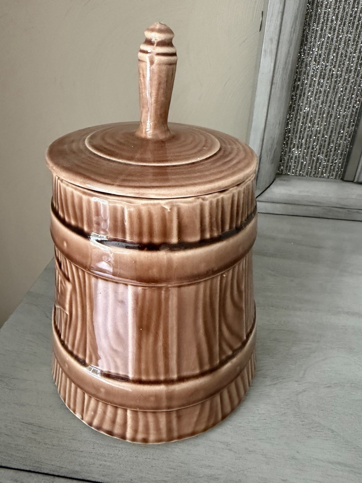 Vintage McCoy Butter Churn Cookie Jar 10.5