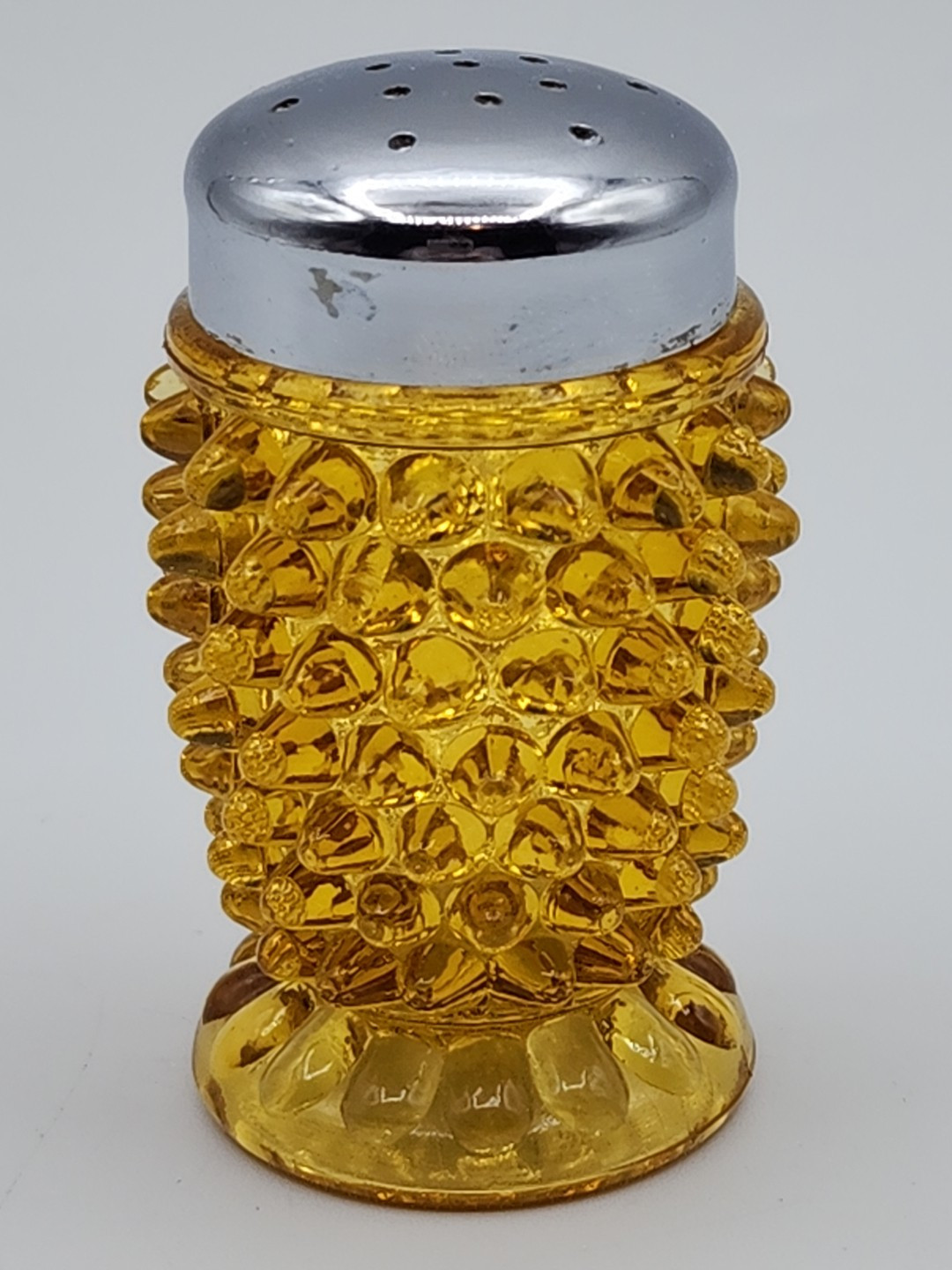 L. G. Wright Amber Hobnail Salt Shaker