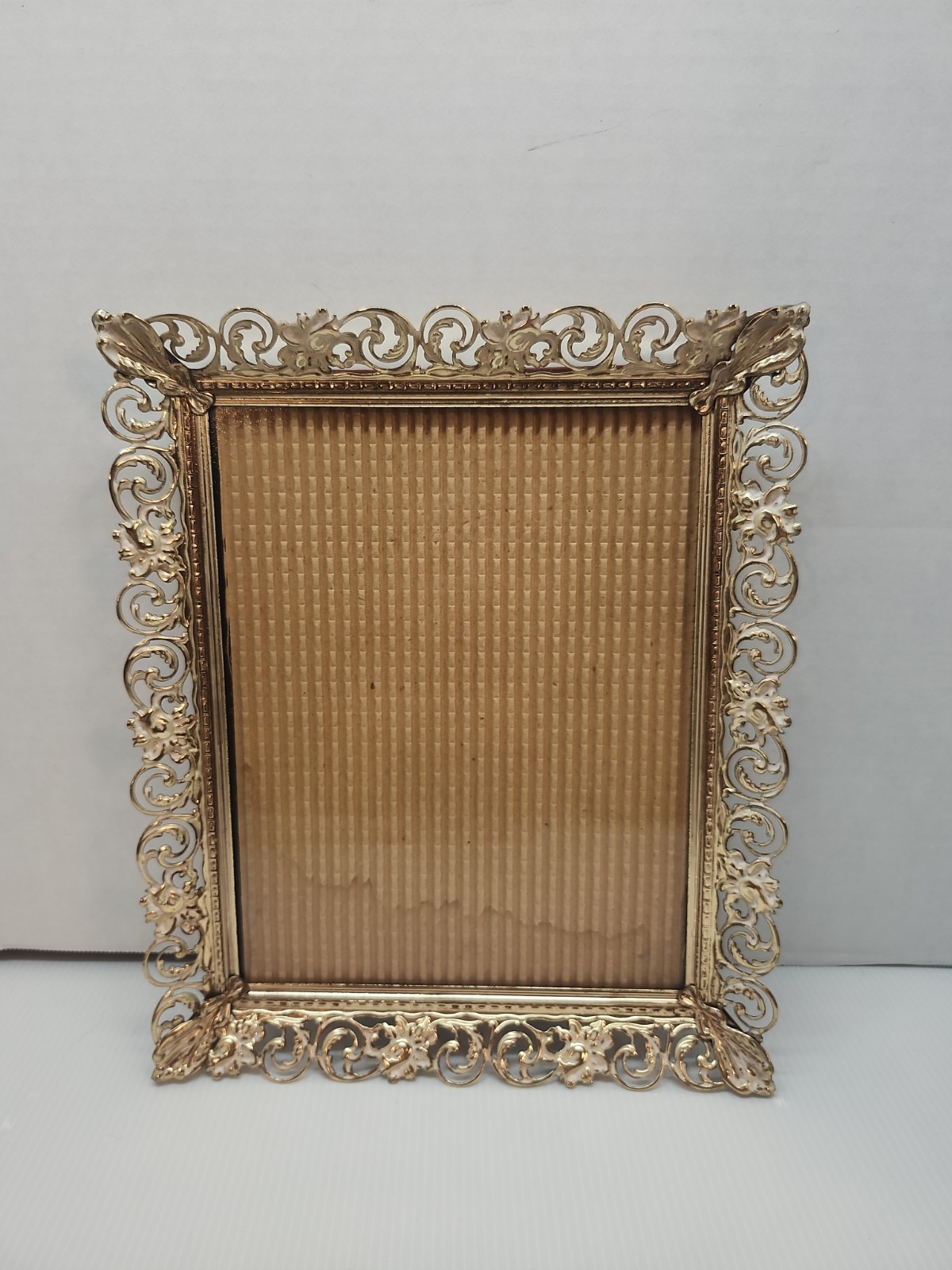 VTG Ornate Cream Enamel And Brass 12\