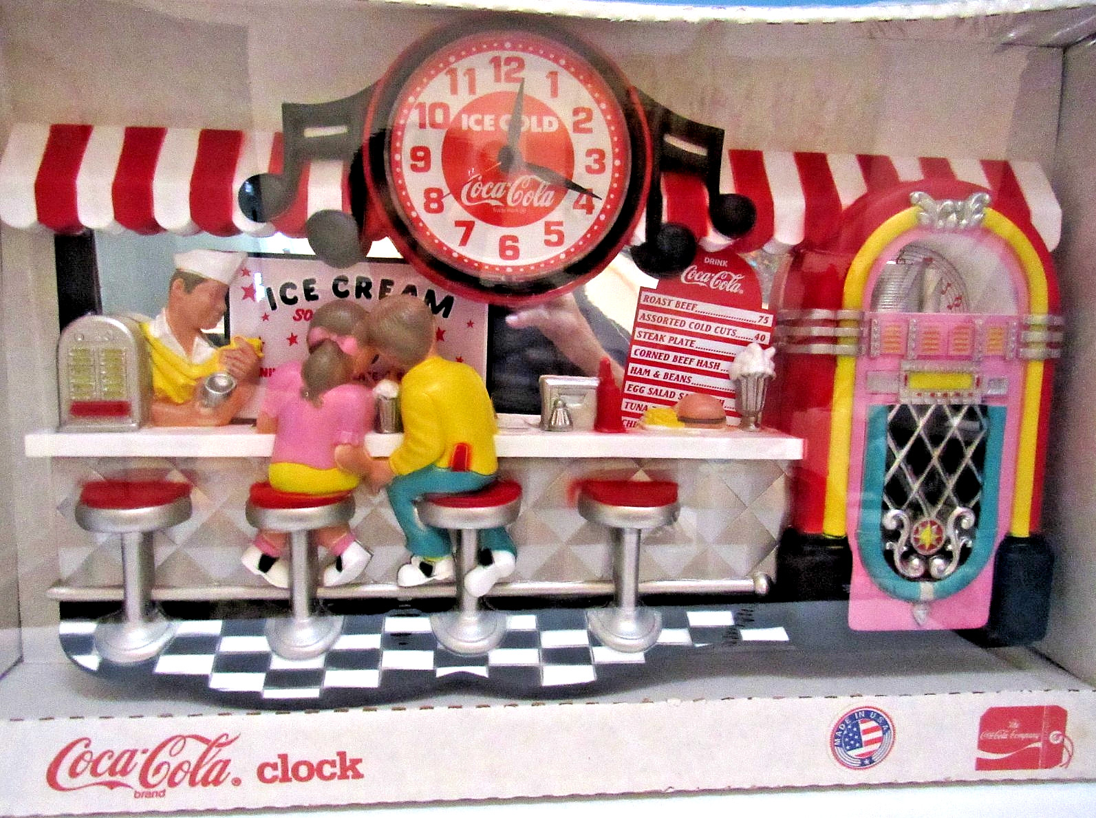 RETRO 3-D ICE CREAM SODA FOUNTAIN SHOP FEATURING COCA-COLA & JUKEBOX -1992 NIB