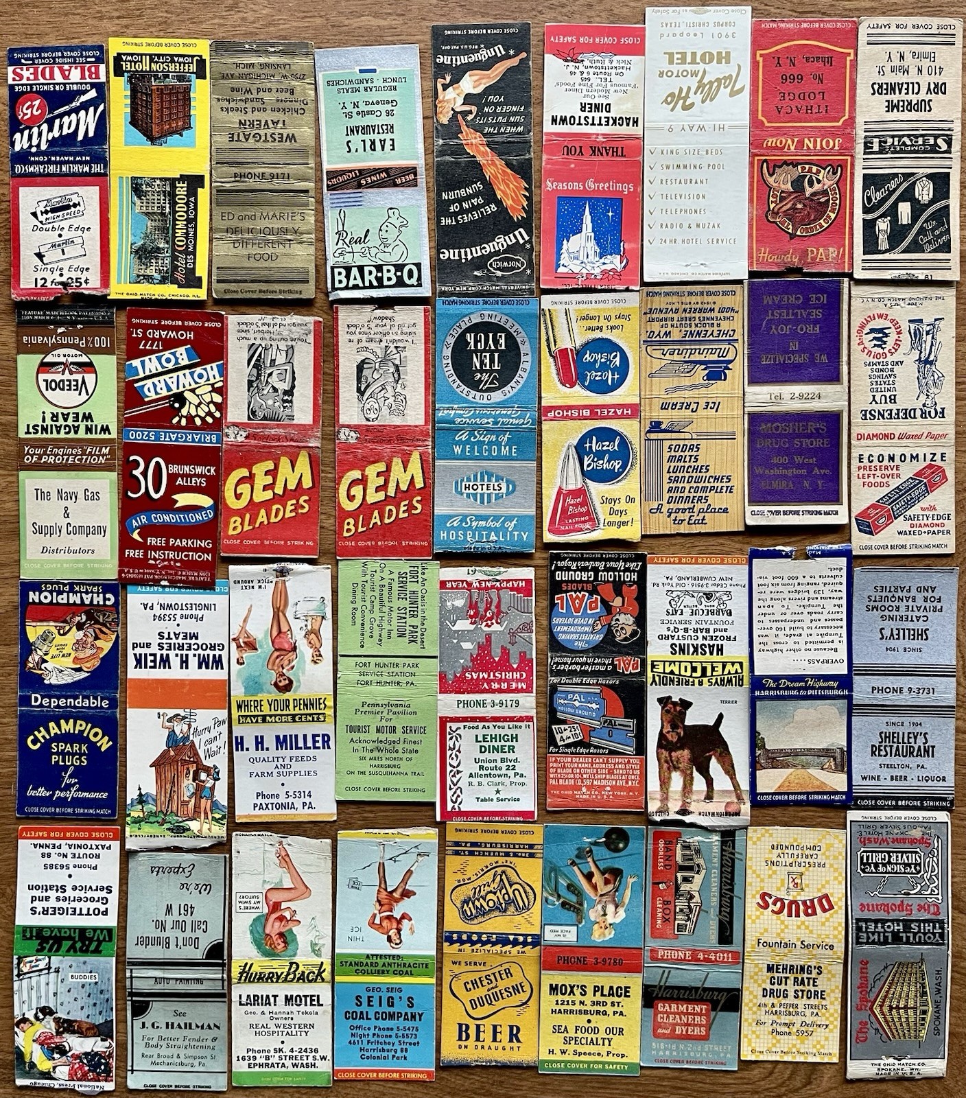 36 RARE 1930'S & 1940'S MATCHBOOK COVERS 36 RARE 1930'S & 1940'S MATCHBOOK COVERS