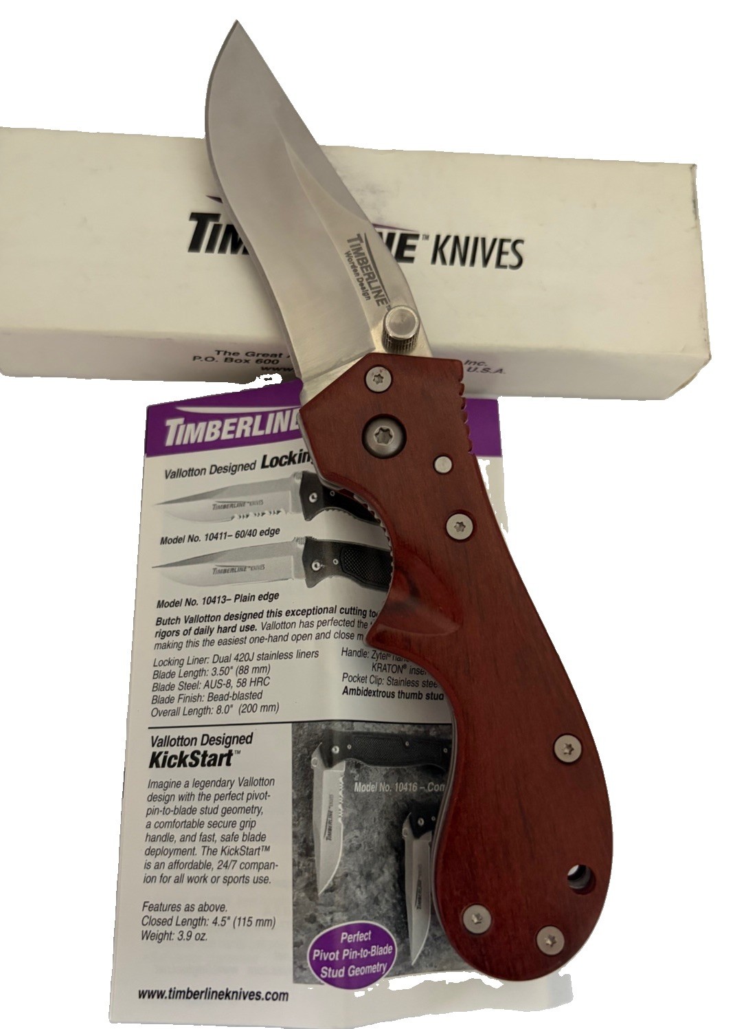 Timberline 11235 Kelly Worden Tactical Knife Winewood AUS-8 NOS Box Vintage