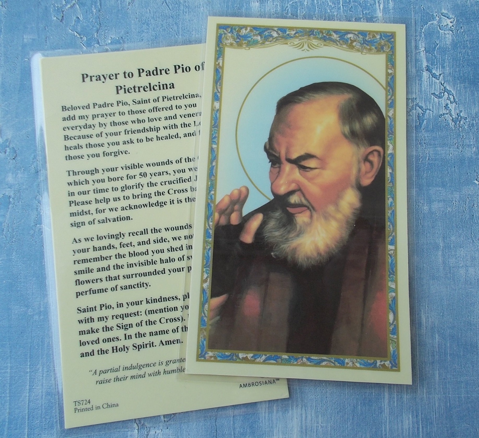 Saint St. Pio with Prayer to Padre Pio of Pietrelcina - Laminated Holy Card