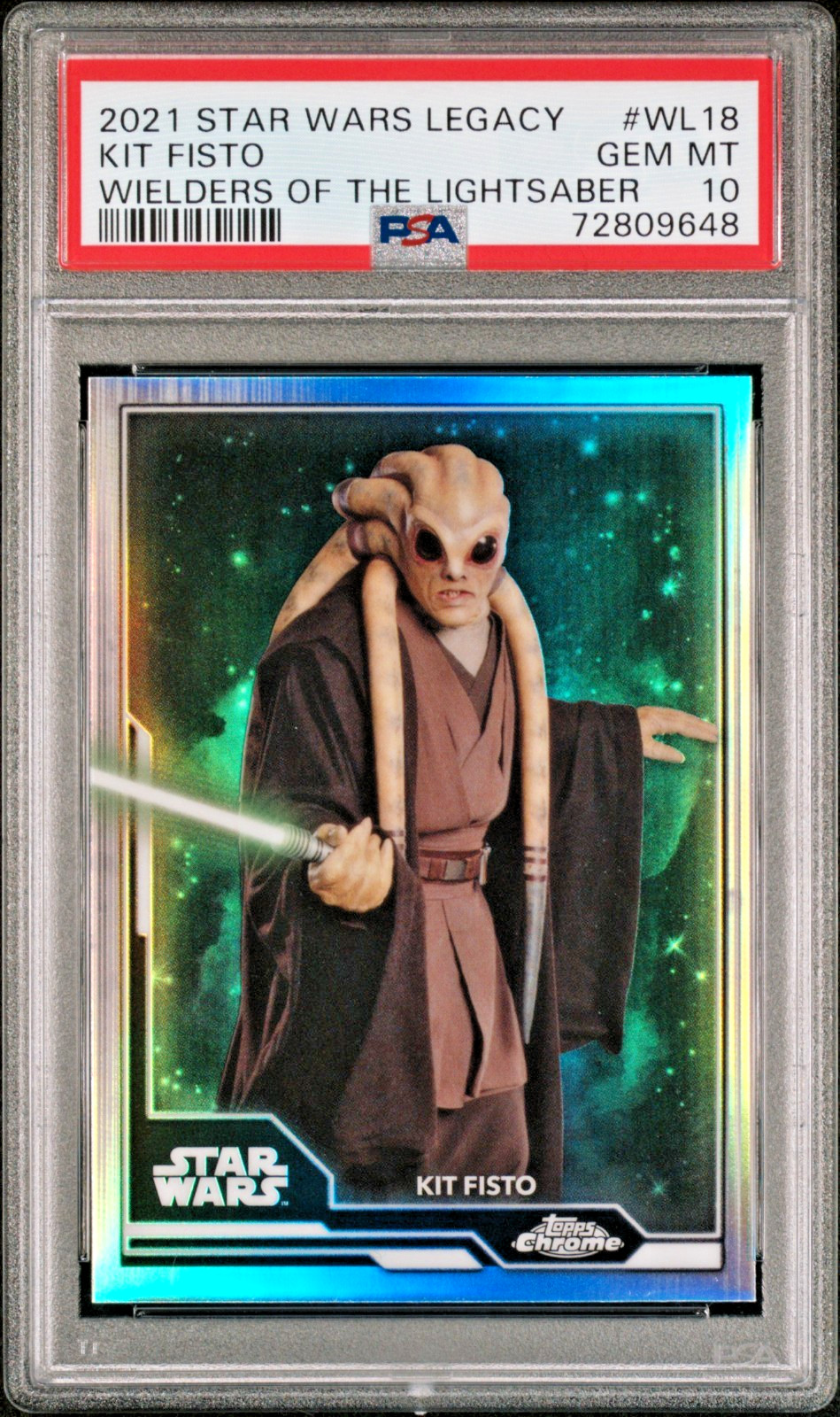 2021 TOPPS CHROME STAR WARS LEGACY KIT FISTO #WL18 WIELDERS LIGHTSABER PSA 10