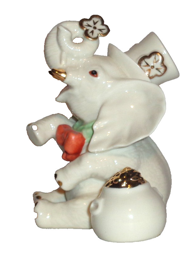 Lenox Lucky Little Elephant Pot of Gold Porcelain Figurine          (W2)