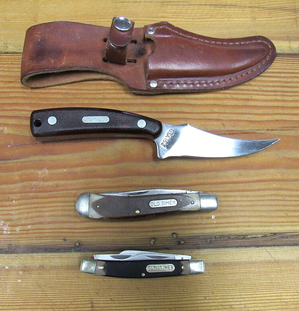 3 SCHRADE USA 152, 94ot 440t KNIFE SET 152 COMES WITH SHEATH 94 IS PRETTY ROUGH