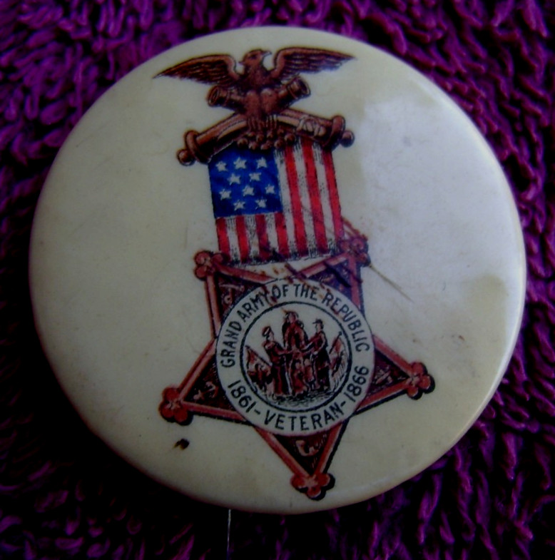 Antique GAR Grand Army of the Republic Celluloid Stick Pin Civil War Veteran