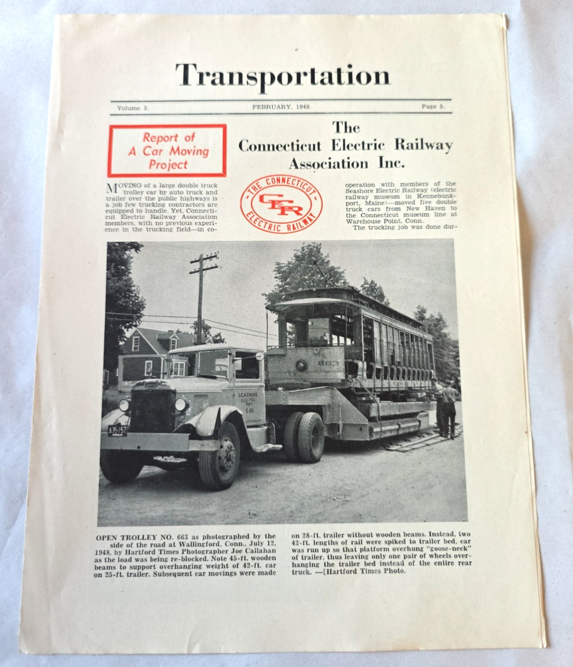 Feb 1949 Vol 3 Transportation Periodical CT Electric Railway Assoc. Newsletter Feb 1949 Vol 3 Transportation Periodical CT Electric Railway Assoc. Newsletter