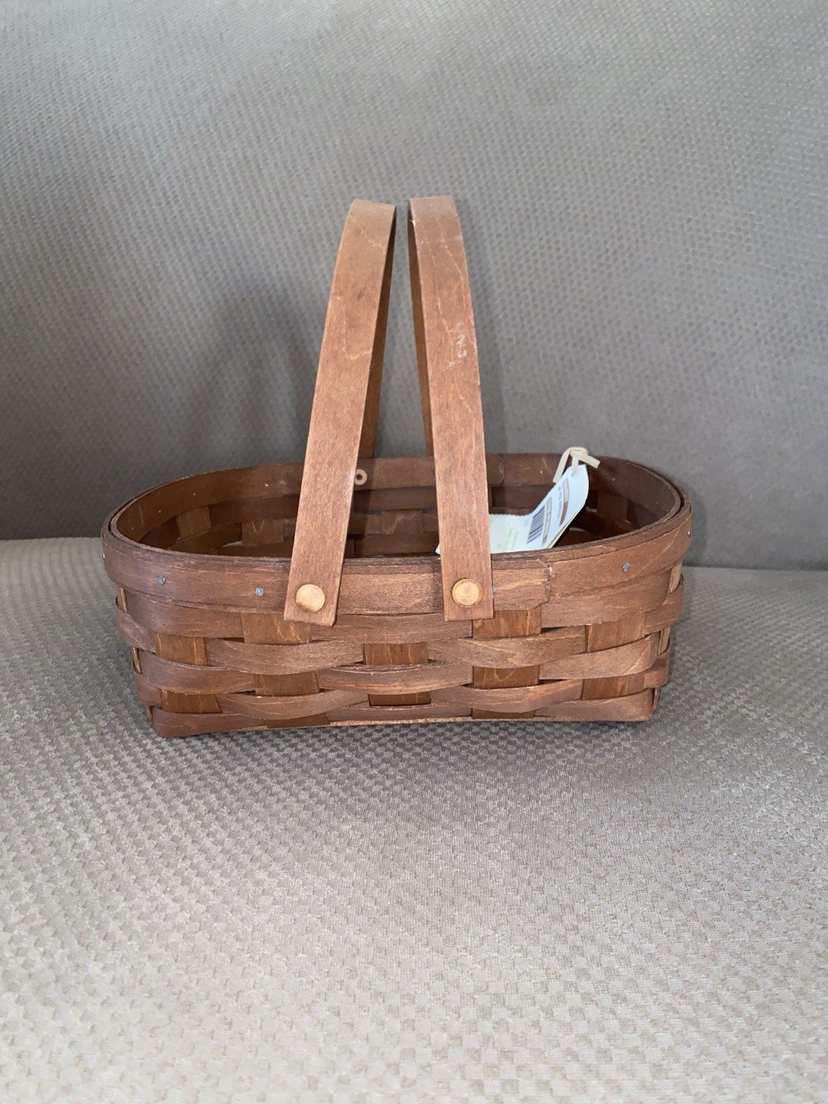 Longaberger Small Oval Muffin Basket. Rich Brown Stain. Tags still attached