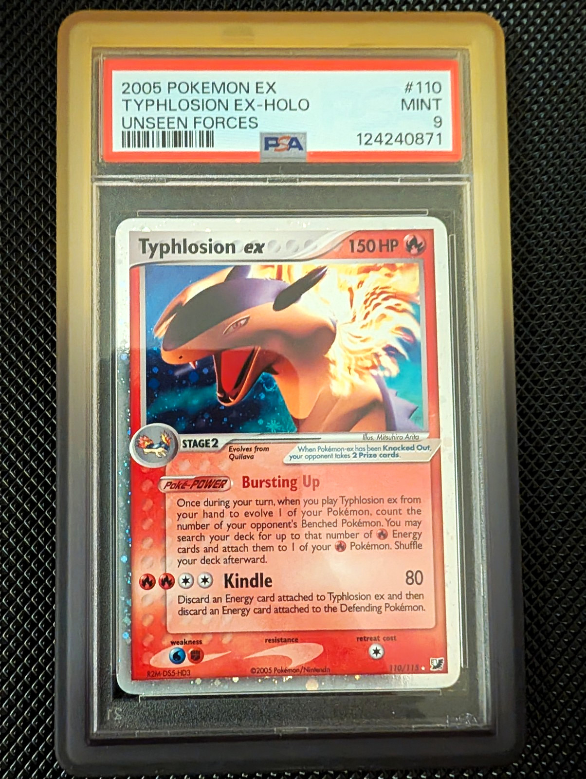 The Pokémon Company 2005 Typhlosion ex 110/115 EX Unseen Forces Holo PSA 9