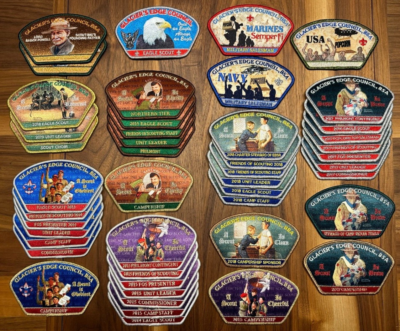 Large Collection of Glacier\'s Edge Council CSP Patches Wisconsin Boy Scouts WI