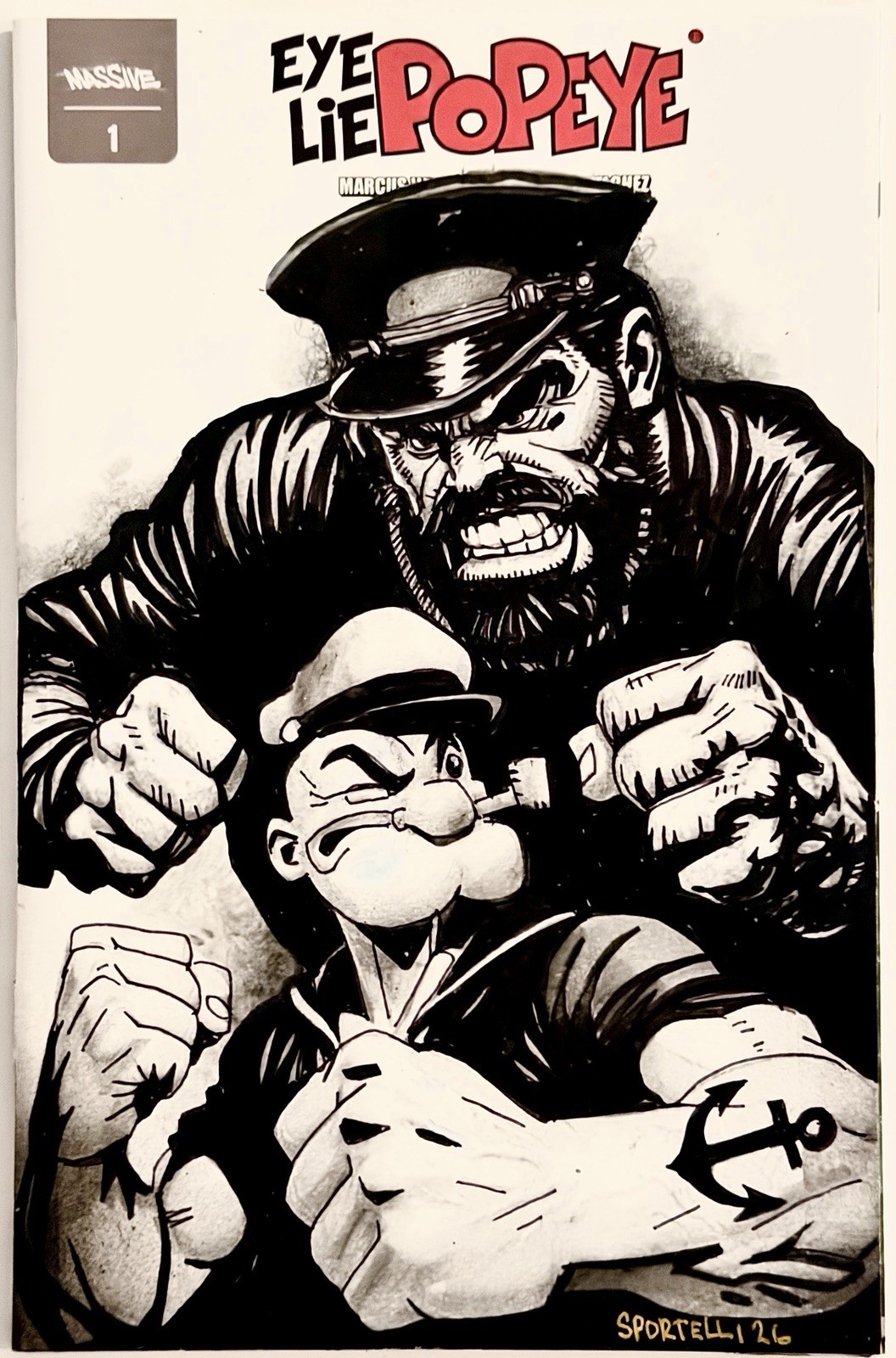 Eye Lie Popeye 1 - Blank Sketch Variant w/Original Art by George Sportelli + COA