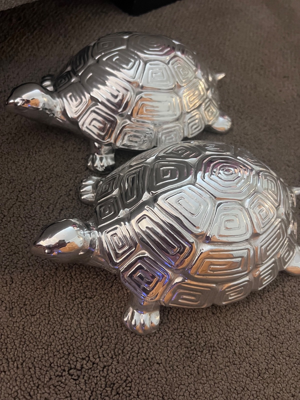 2 Georges Briard signed silver plated turtles Rare
