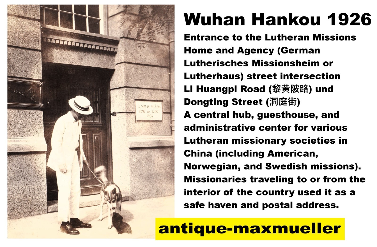 China Wuhan Hankou Lutheran Missions Li Huangpi / Dongting Rd. orig photo 1926