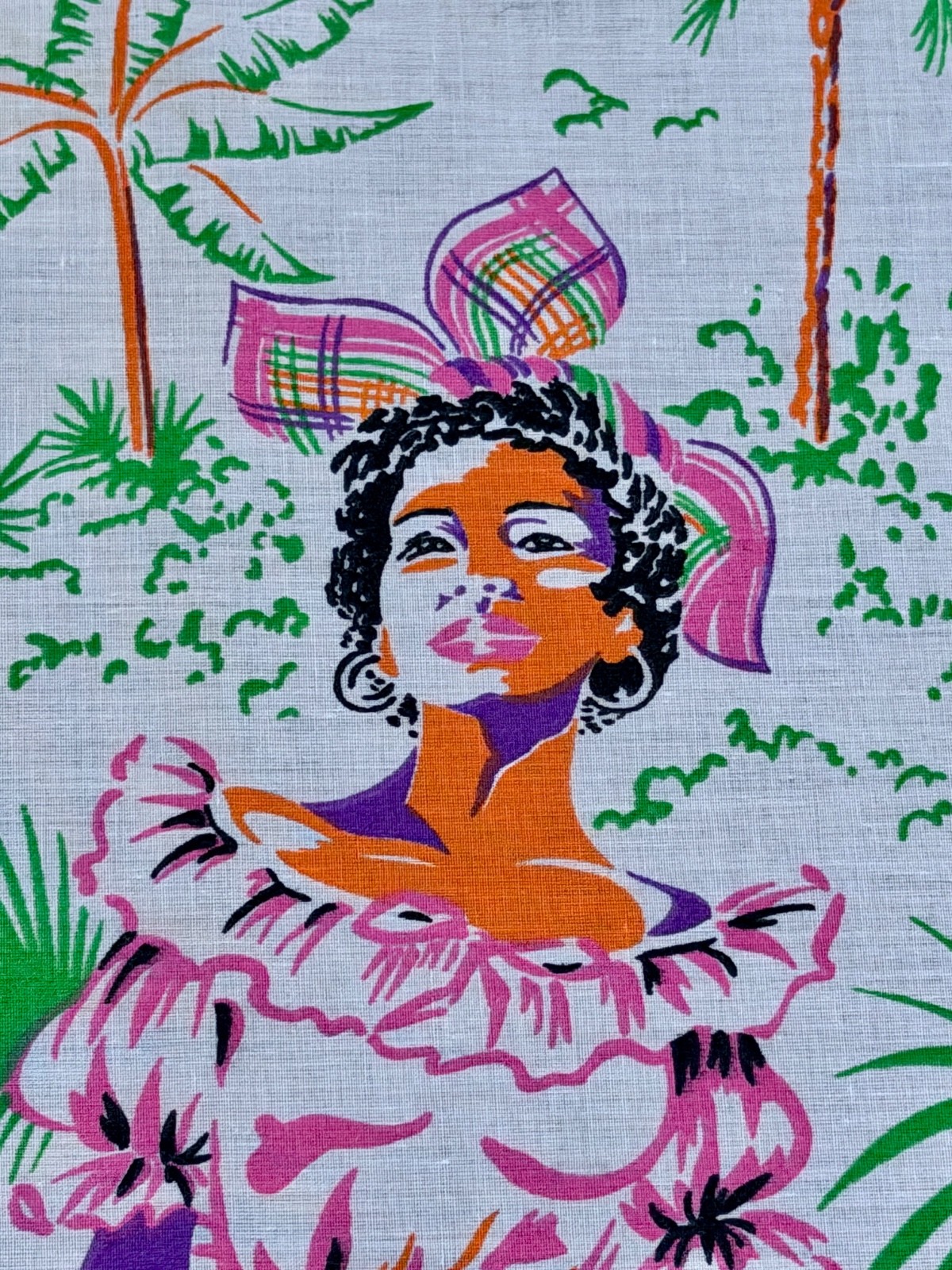 Iconic 1950s Island Caribbean Circle Skirt Barkcloth Era Vintage Novelty Fabric Iconic 1950s Island Caribbean Circle Skirt Barkcloth Era Vintage Novelty Fabric