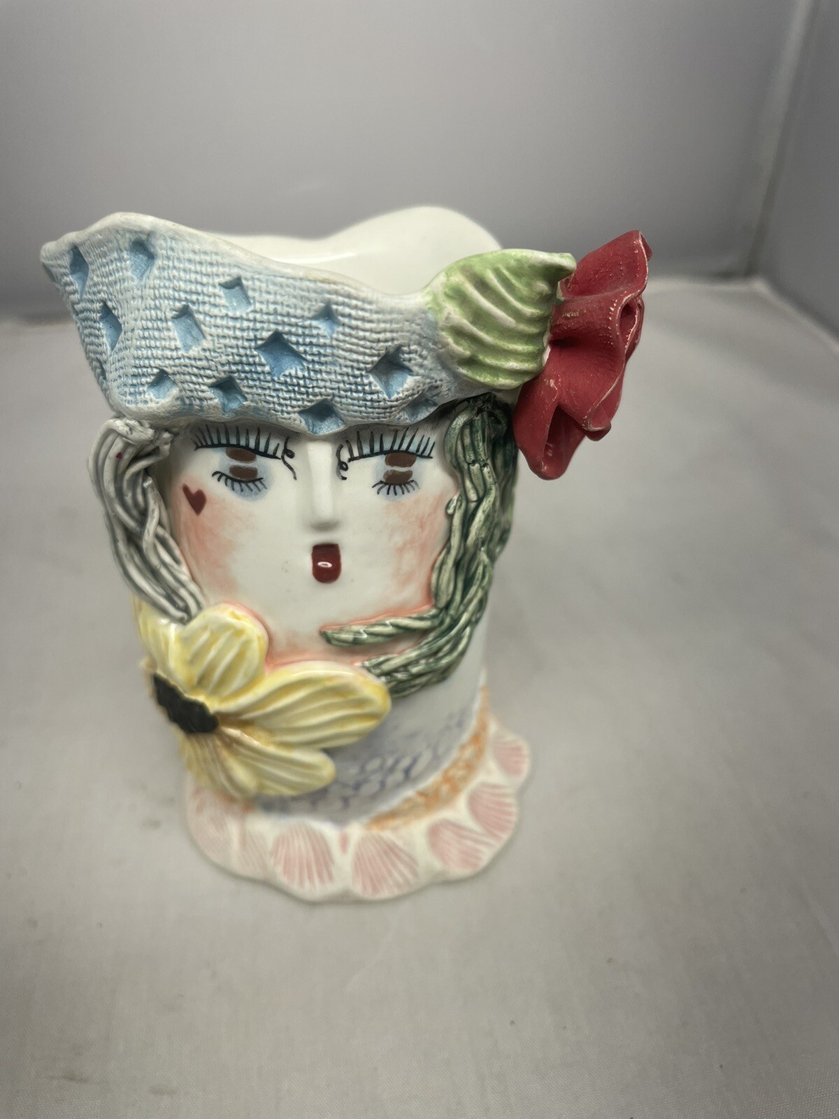 Vtg. Ellen Williams by Ganz Ceramic Garden Girl Vase Trinket Holder