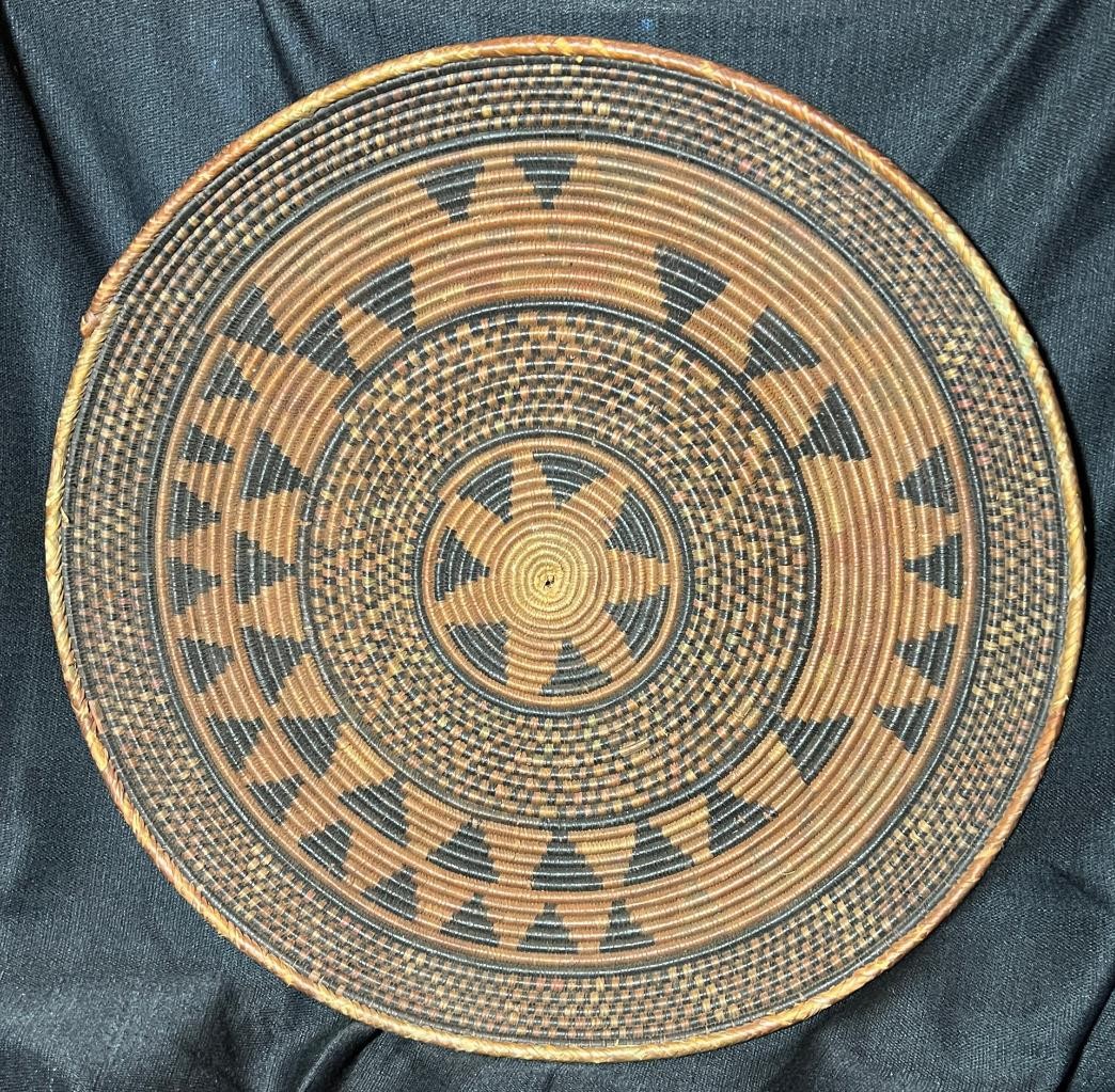 Old African Tribal Art Indigenous Vintage Hand Woven Coil Basket 18\