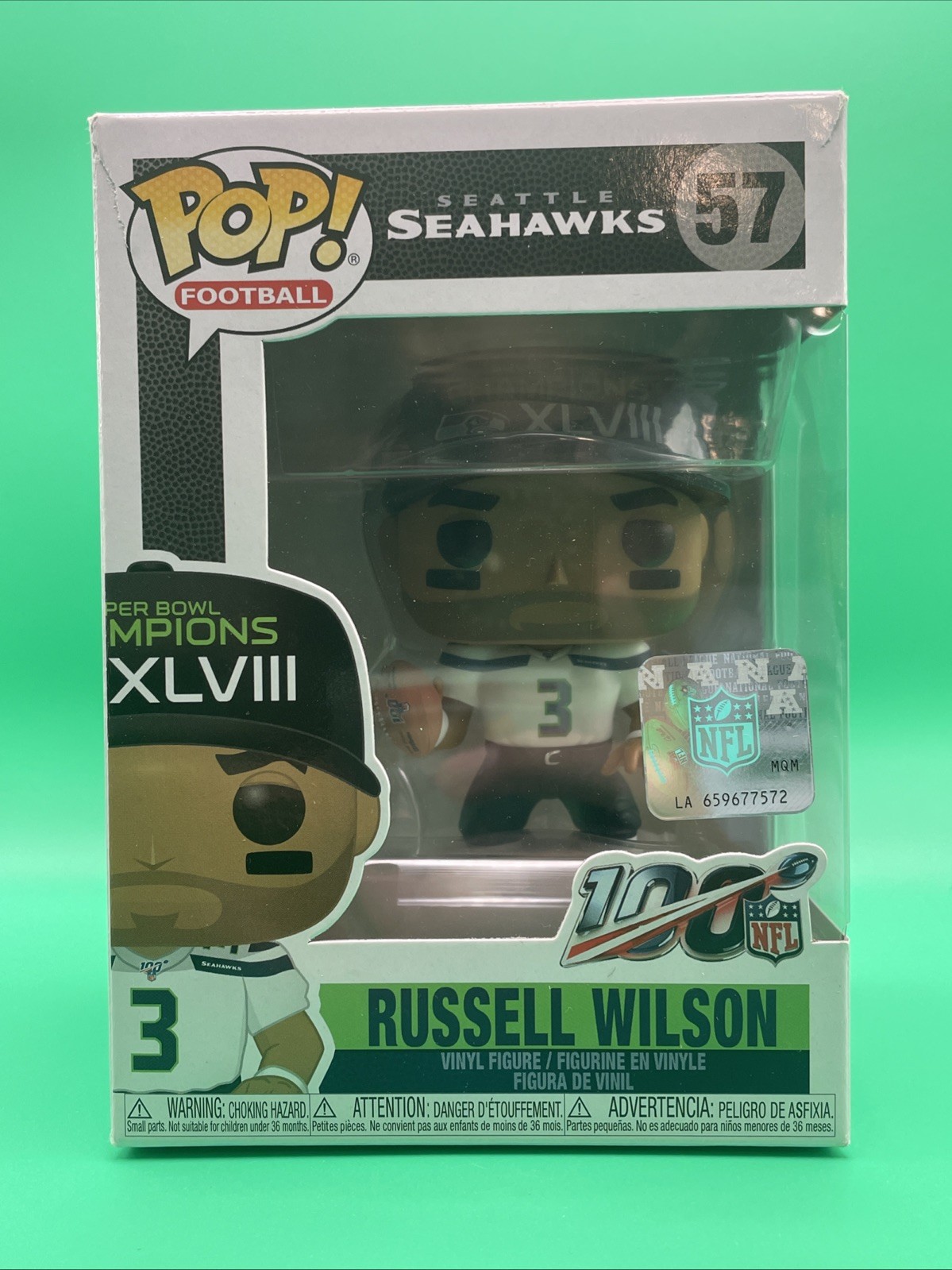 Russell Wilson Seattle Seahawks Funko Pop 57 Super Bowl Champions NFL 100