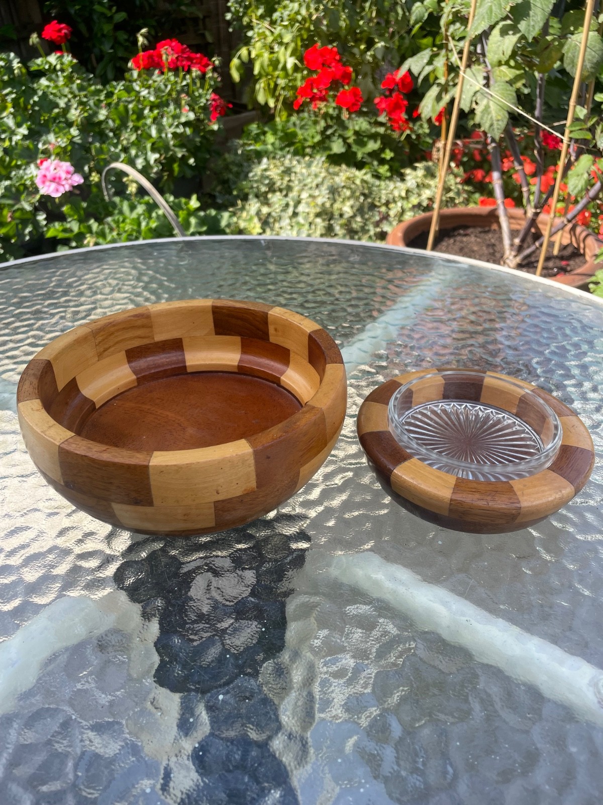 Vintage Cambridge Ware Med & Small Wooden Bowl Set Mid Century Retro MCM