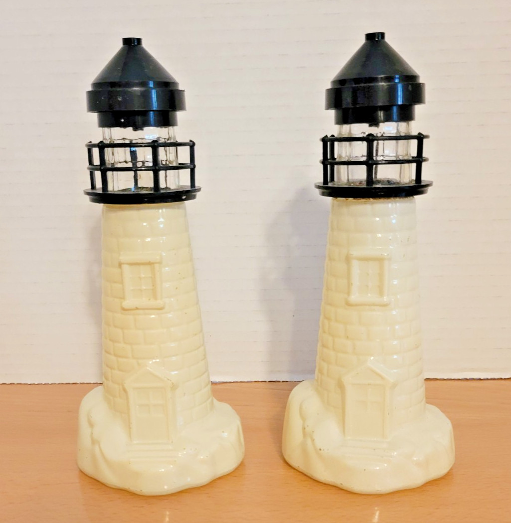 VINTAGE 1970's Old Spice Aftershave Lotion Lighthouse Decanter 2 Bottles EMPTY