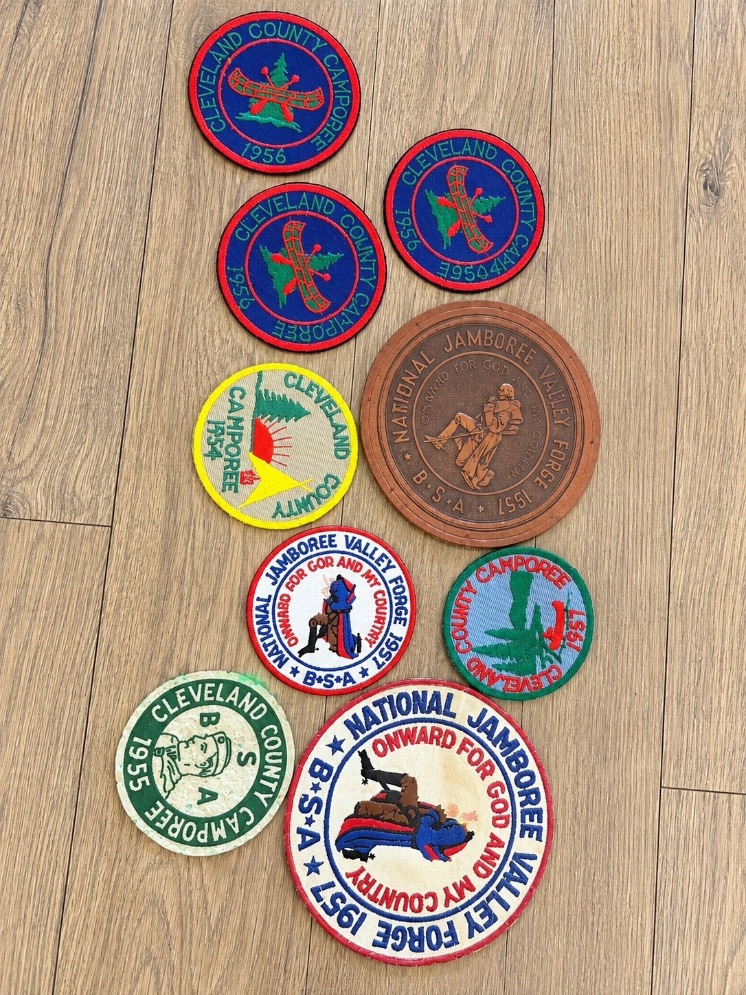 Vintage 50s Boy Scout BSA Patch Lot 1957 Valley Forge Jamboree Camporee Leather