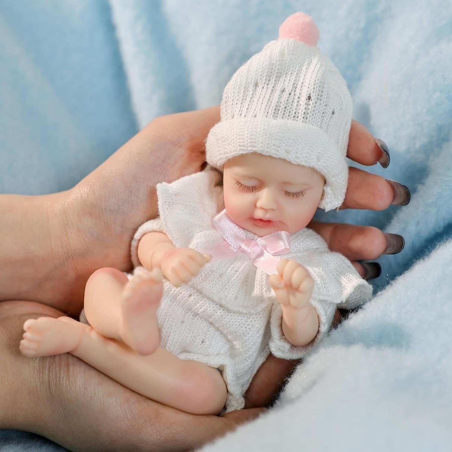 8 inch Silicone Reborn Baby Doll, Soft Touch Realistic Baby with Glued Eyelah... 8 inch Silicone Reborn Baby Doll, Soft Touch Realistic Baby with Glued Eyelah...